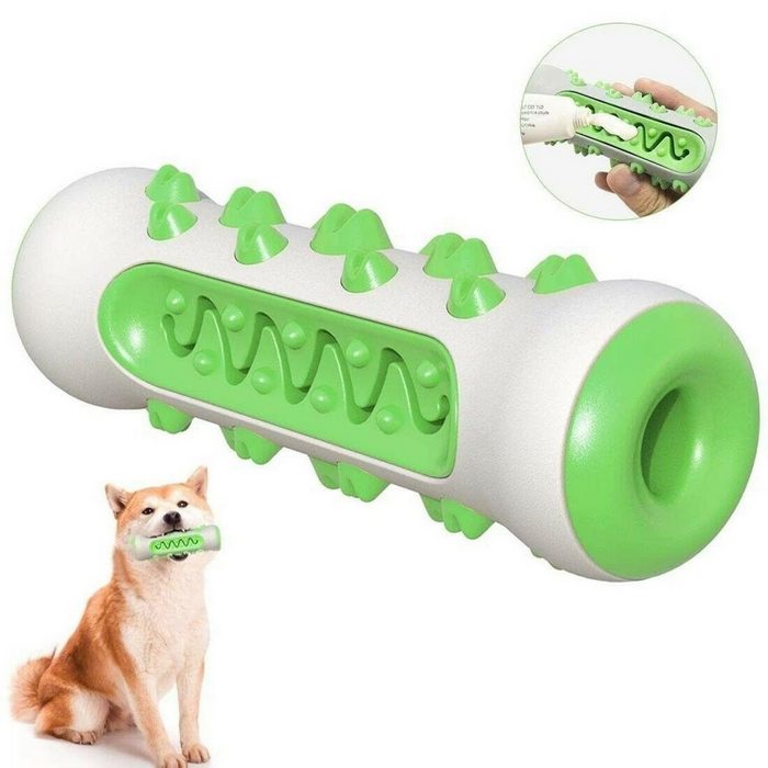 Bäll Zahnpflege-Spielzeug Spielzeugknochen Hunde - Naturkautschuk Zahnsteinentfernung robust langlebig reinigend pflegend Gesundheitsfördernd grün/weiß