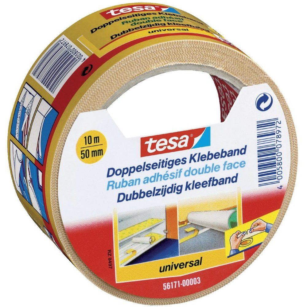 tesa Doppelklebeband universal 50 mm / 10 m, von Hand einreißbar
