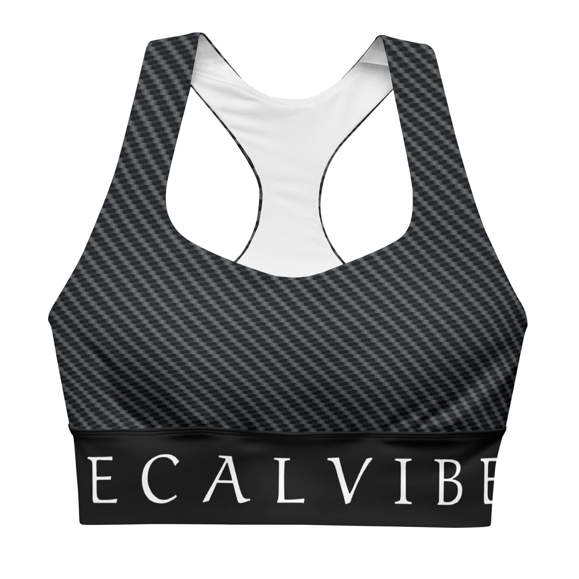 DECALVIBES Sport-BH Longline Sports Bra Ultimate Carbon Longline Design, starker Halt, herausnehmbare Pads, atmungsaktiv