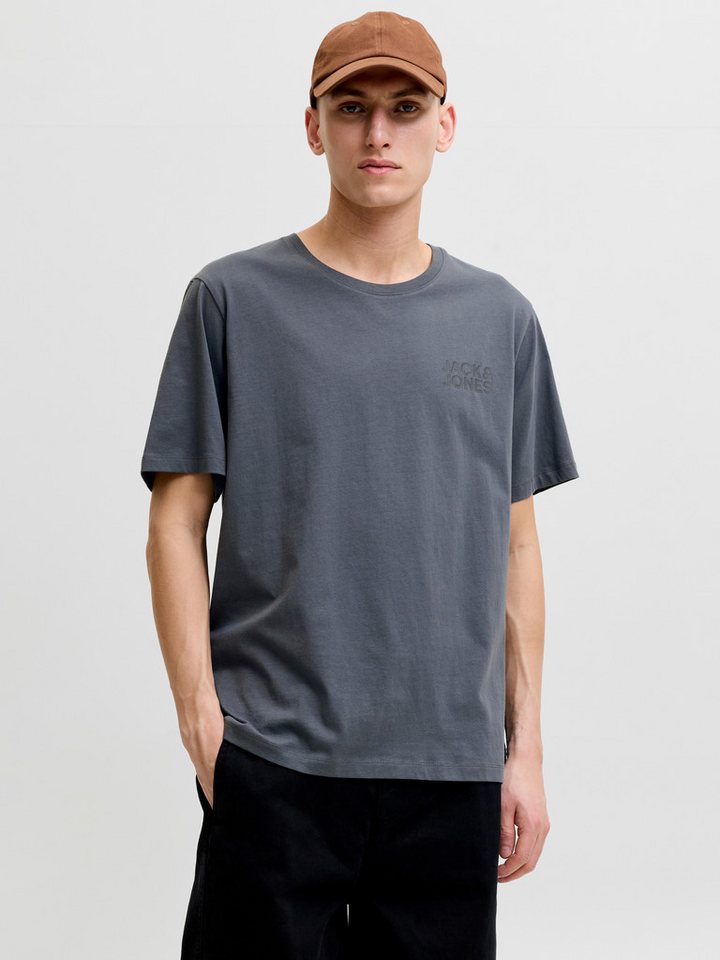 Jack & Jones T-Shirt JJECORP Herren-Tee mit figurbetonter Silhouette bedruckt, modisch, schmal, Baumwolle, Rundhals