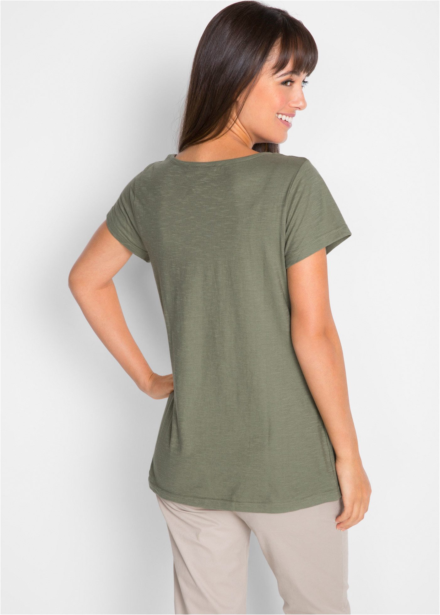 bonprix T-Shirt gerade Passform, Kurzarm, mit dekorativem Druck, aus Baumwo günstig online kaufen