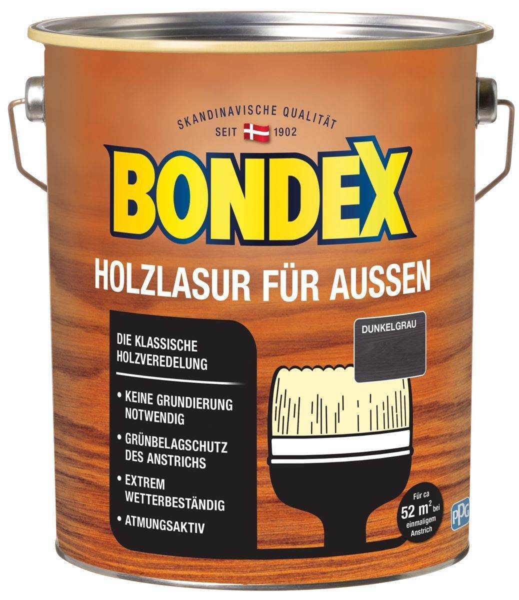 Bondex Holzschutzlasur Bondex Holzlasur für Außen, witterungsbeständig, 4 l, Dunkelgrau