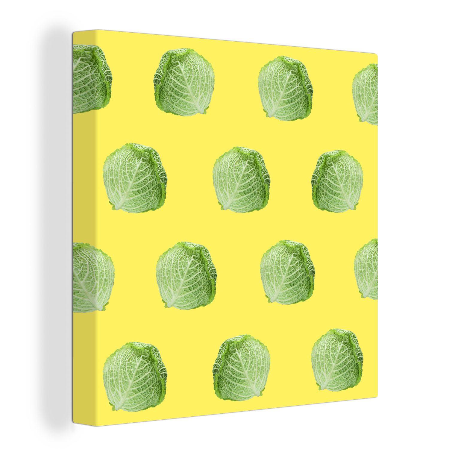 OneMillionCanvasses® Leinwandbild Kopfsalat - Gemüse - Muster - Gelb, (1 St), Leinwand Bilder für Wohnzimmer Schlafzimmer