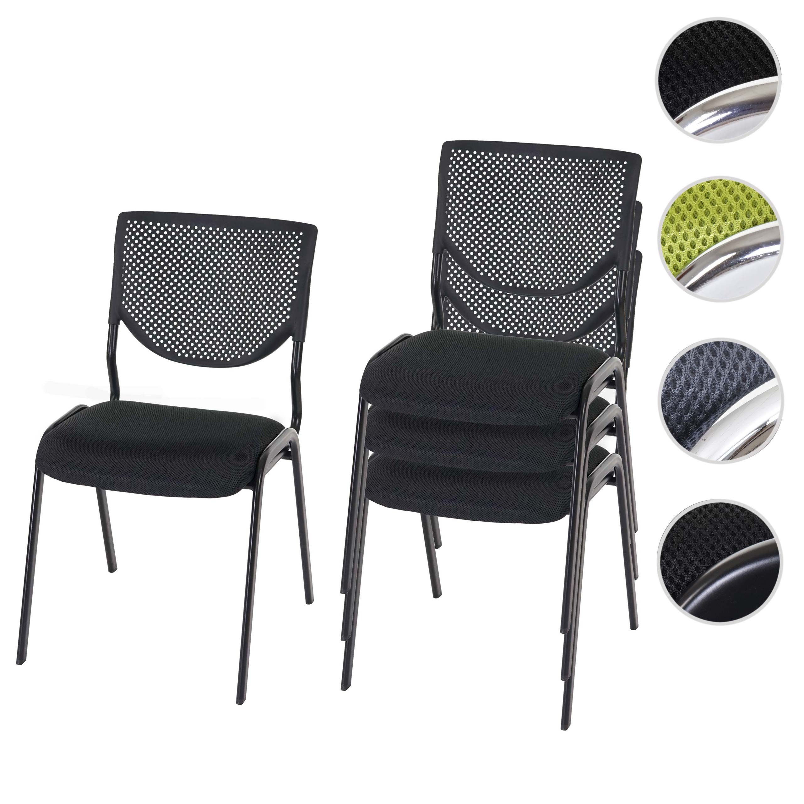 Fußbodenschoner geformte H401-4 (Set, MCW 4 schwarz Rückenlehne, Ergonomisch Besucherstuhl St), 4er-Set,