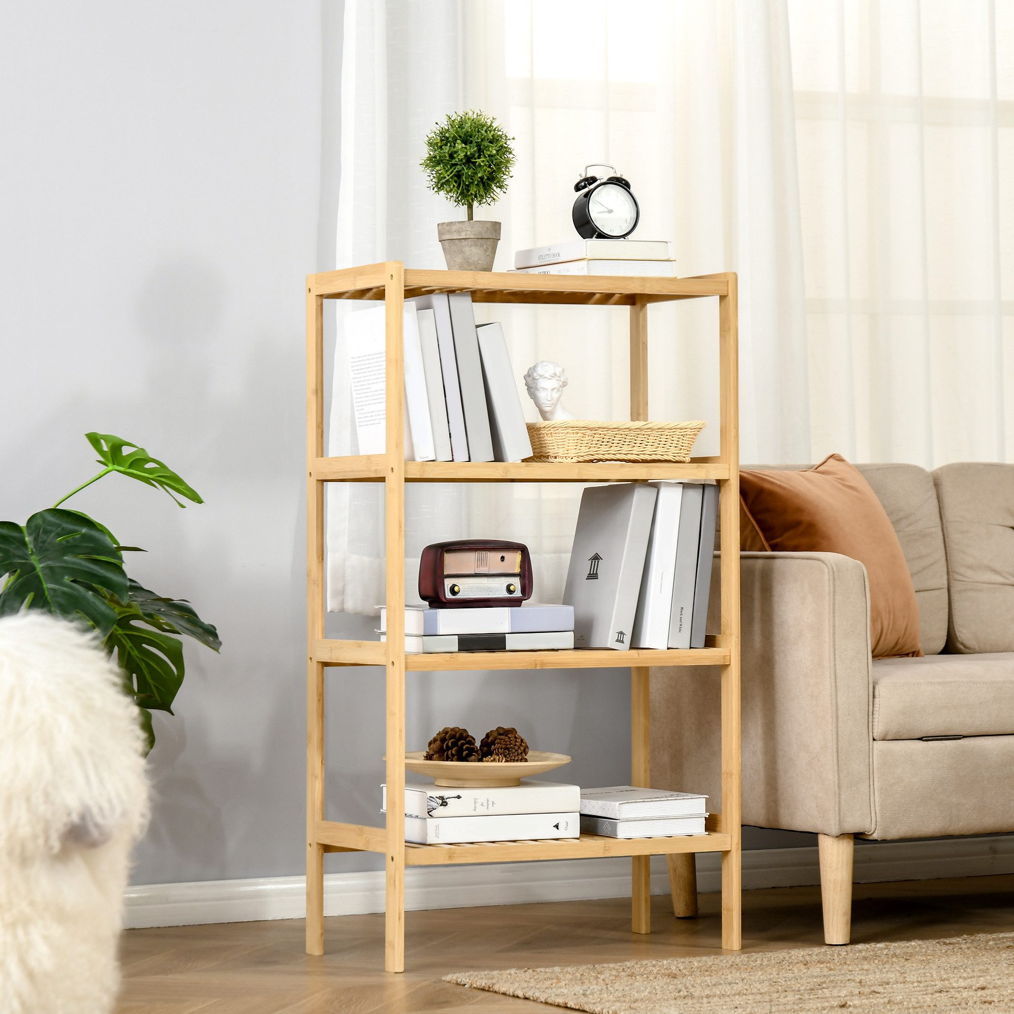 furnicato Standregal Badregal 62x33x112 cm Natur, 1-tlg., Modulares Standregal mit 4 Ablagen für dein Badezimmer