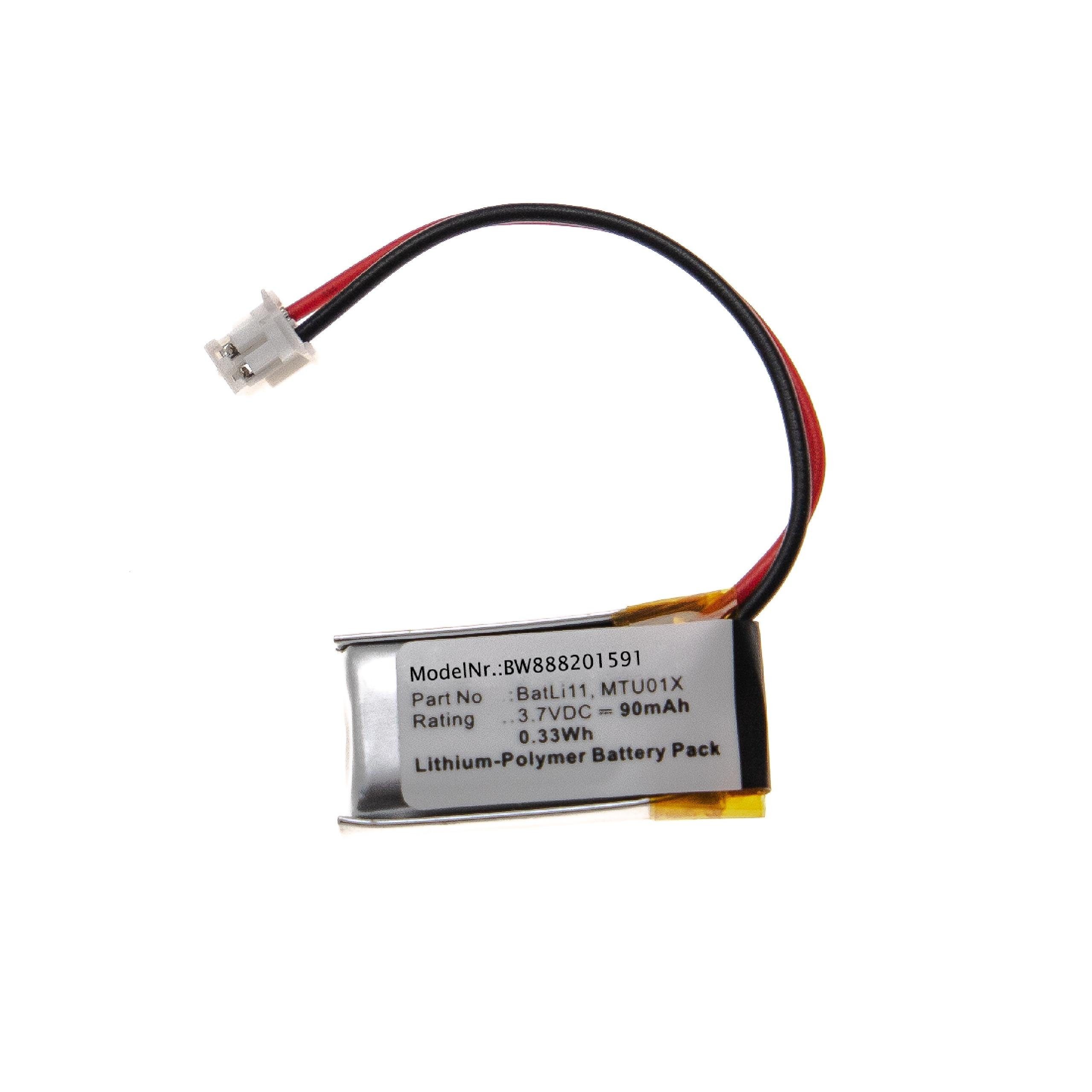 vhbw kompatibel mit Daitem D5141, D5142, D5130GB, D5131GB, SC100AU, SC101AX Akku Li-Polymer 90 mAh (3,7 V)