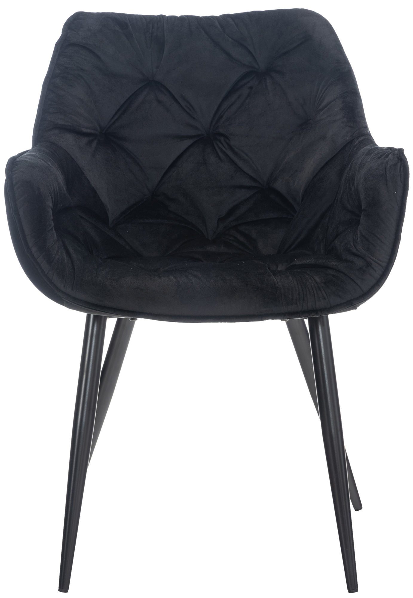 Tanna 4-Fuß-Stuhl, Samt, Armlehnen, Esszimmerstuhl CLP Metallgestell schwarz