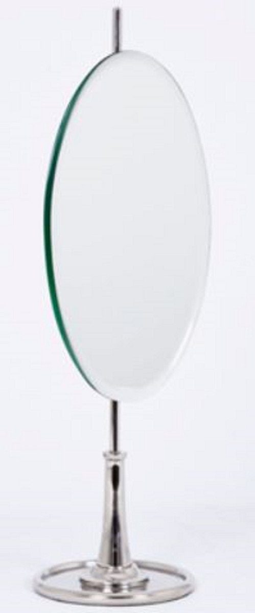 Luxus Ovaler Spiegel H. Padrino - Schminkspiegel Aluminium 56 Schminkspiegel cm Schminktisch Casa Silber