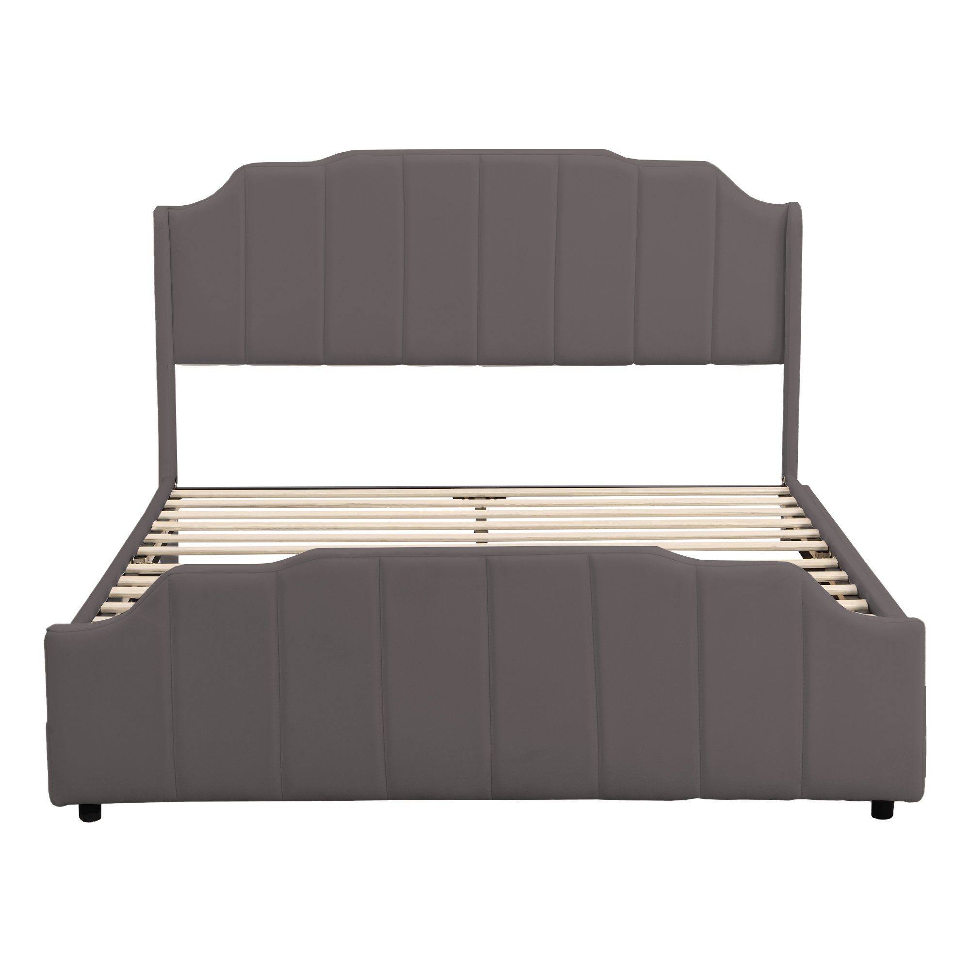 Polsterbett (Kinderbett), Doppelbett 140x200cm mit 2 Schubladen & Lattenrost, weicher Samt-Bezug