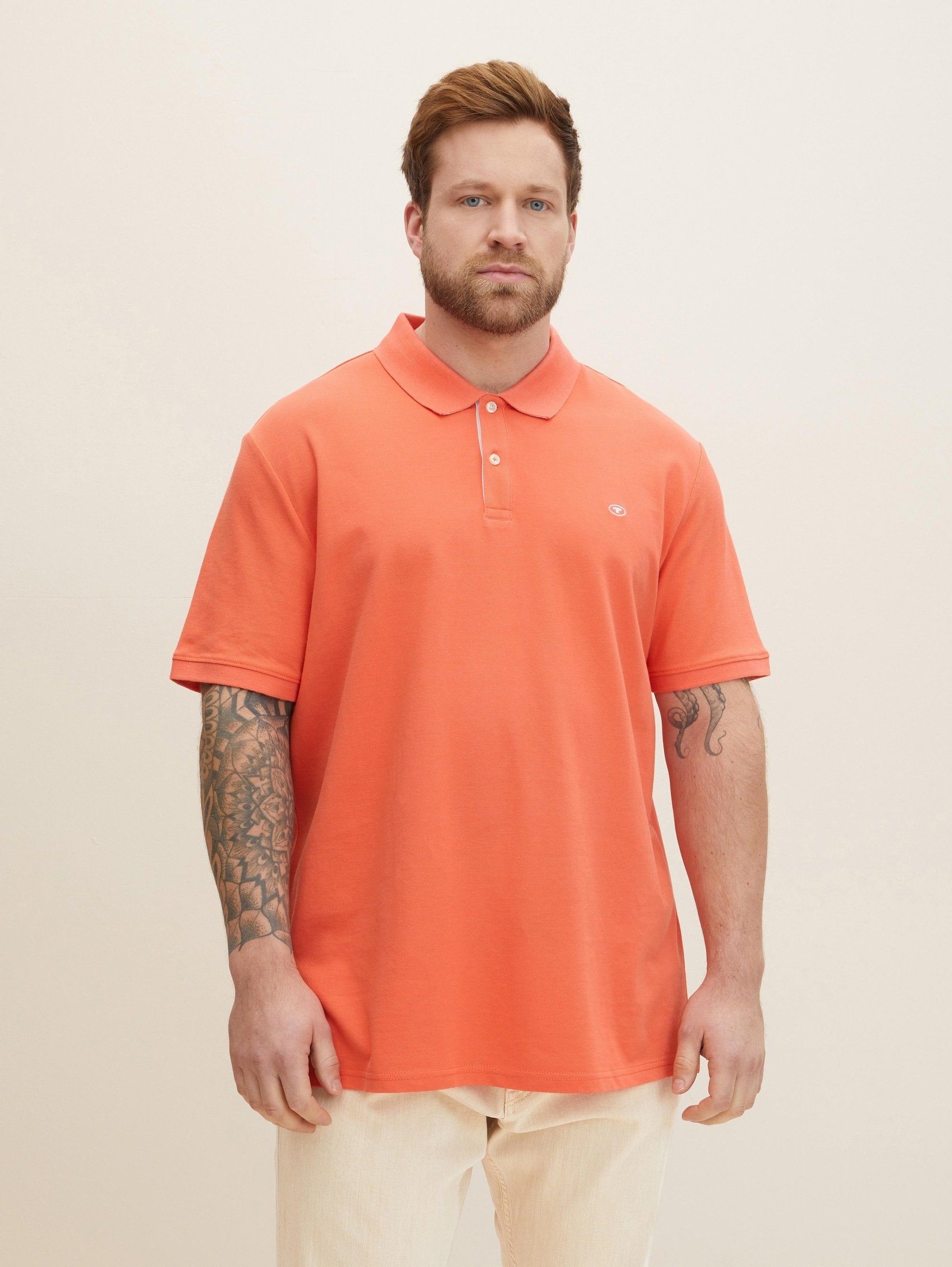 TOM TAILOR PLUS Poloshirt Poloshirt mit Logoprint soft peach orange