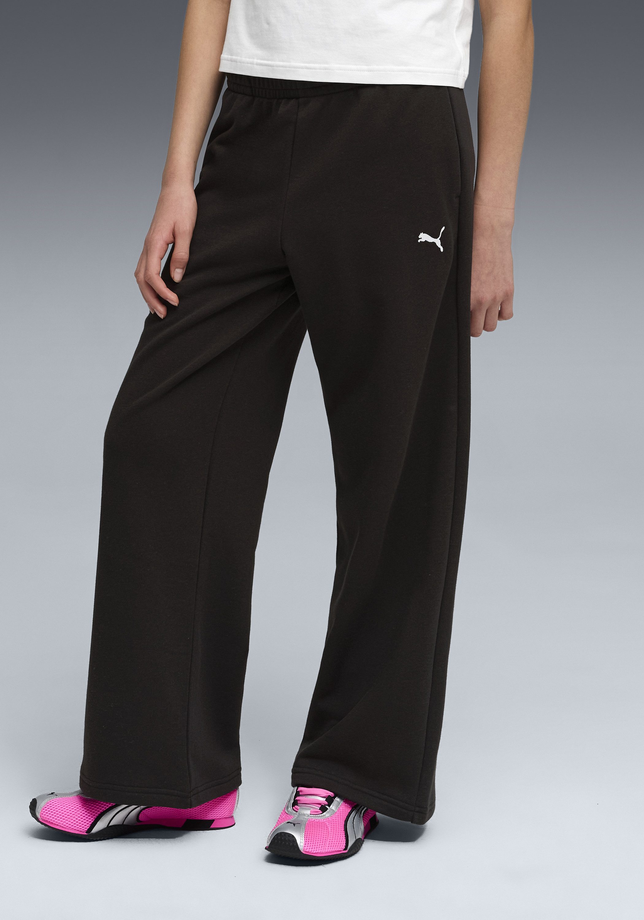 PUMA Trainingshose ESS WIDE LEG PANTS TR G aus Baumwollmischung, mit Eingrifftaschen, Regular Fit