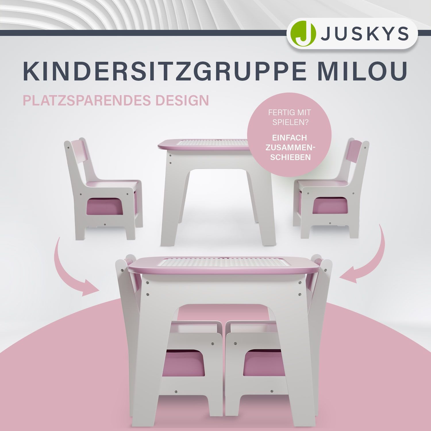 Juskys Kindersitzgruppe Milou, Set mit 2 Stühlen & 1 Tisch, Holz Spieltisch günstig online kaufen