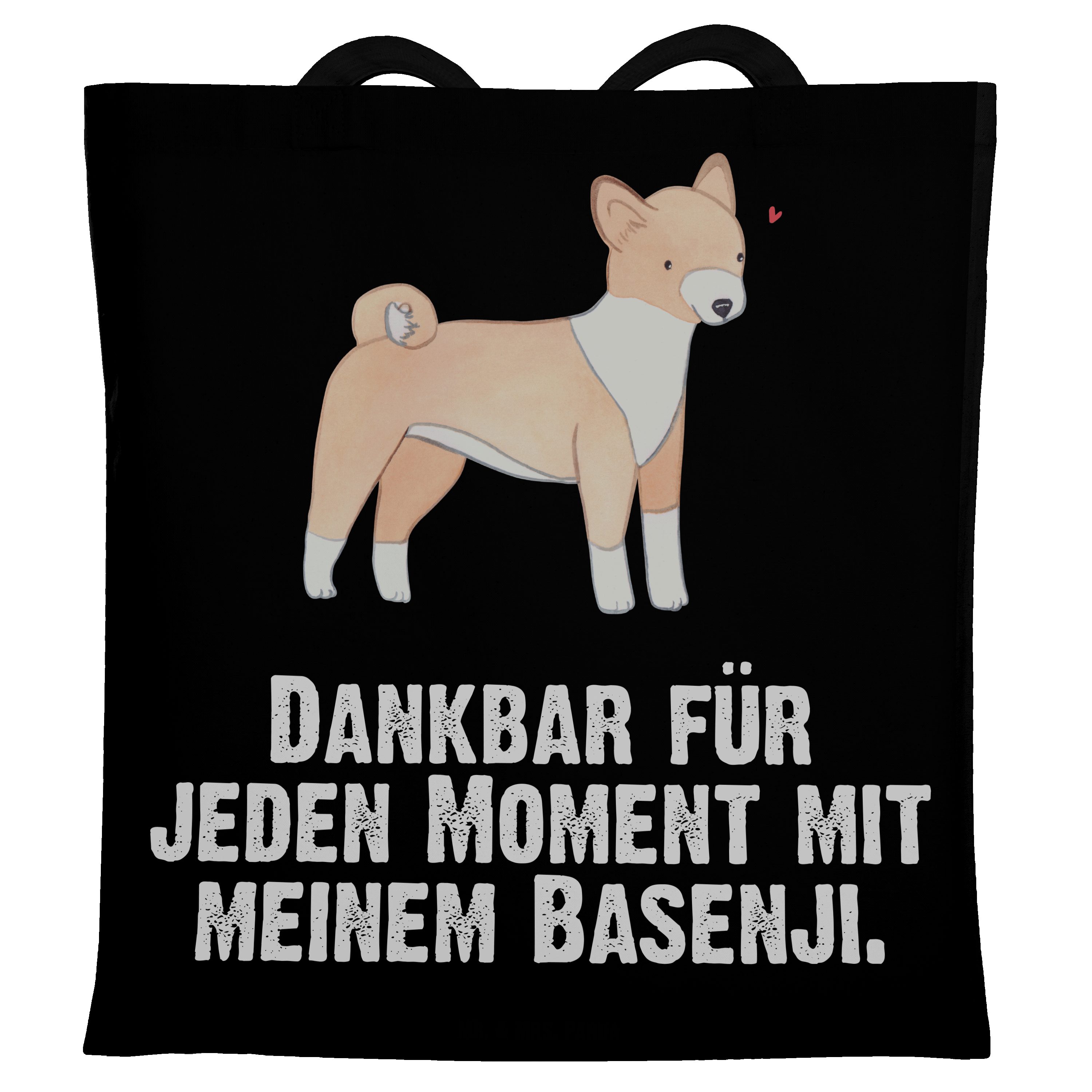Mr. & Mrs. Panda Tragetasche Basenji Moment - Schwarz - Geschenk, Hund, Einkaufstasche, Stoffbeute (1-tlg)
