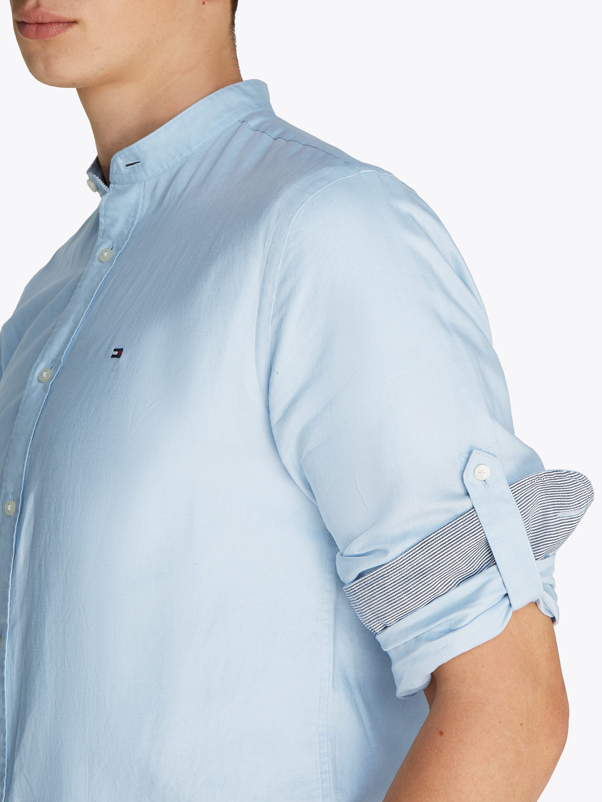 Tommy Hilfiger Langarmhemd LINEN BLEND MAO COLLAR SHIRT günstig online kaufen