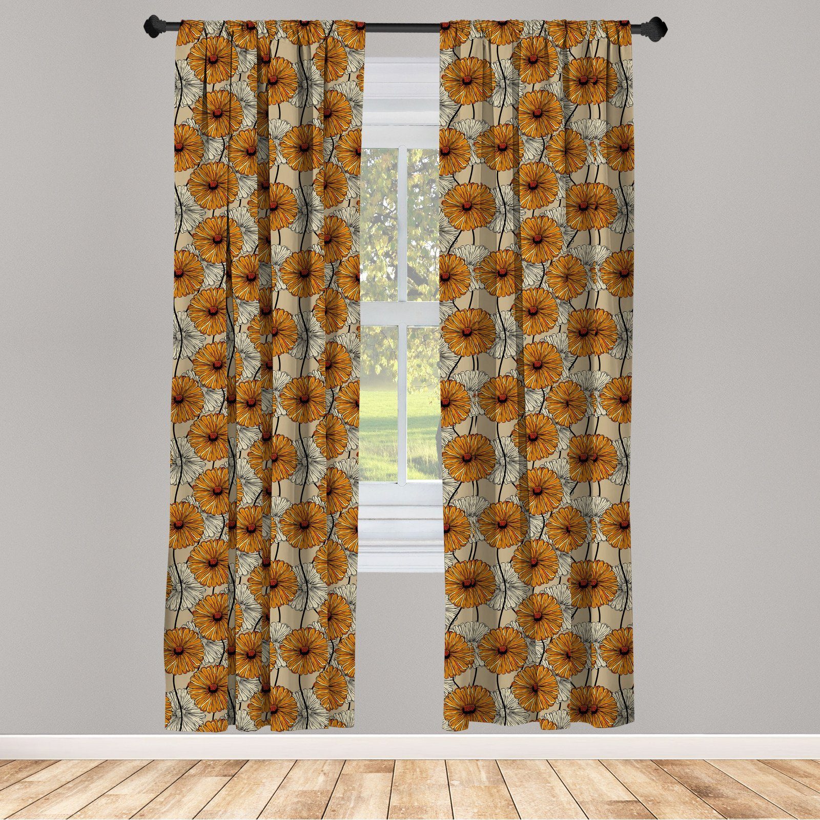 Gardine »Vorhang für Wohnzimmer Schlafzimmer Dekor«, Abakuhaus, Blumen  Retro Sonnenblumen Arrangement online kaufen | OTTO