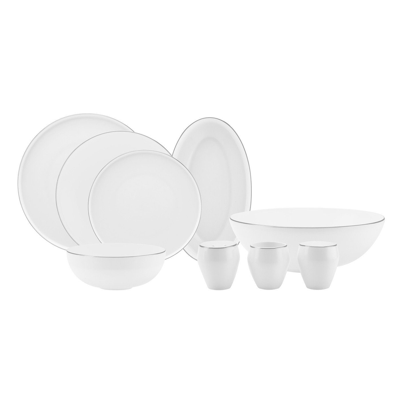 Karaca Geschirr-Set Karaca Streamline Meridian Platin 59-tlg Tafelservice für 12 Personen, Streamline Meridian Platin 59-tlg Tafelservice für 12 Personen