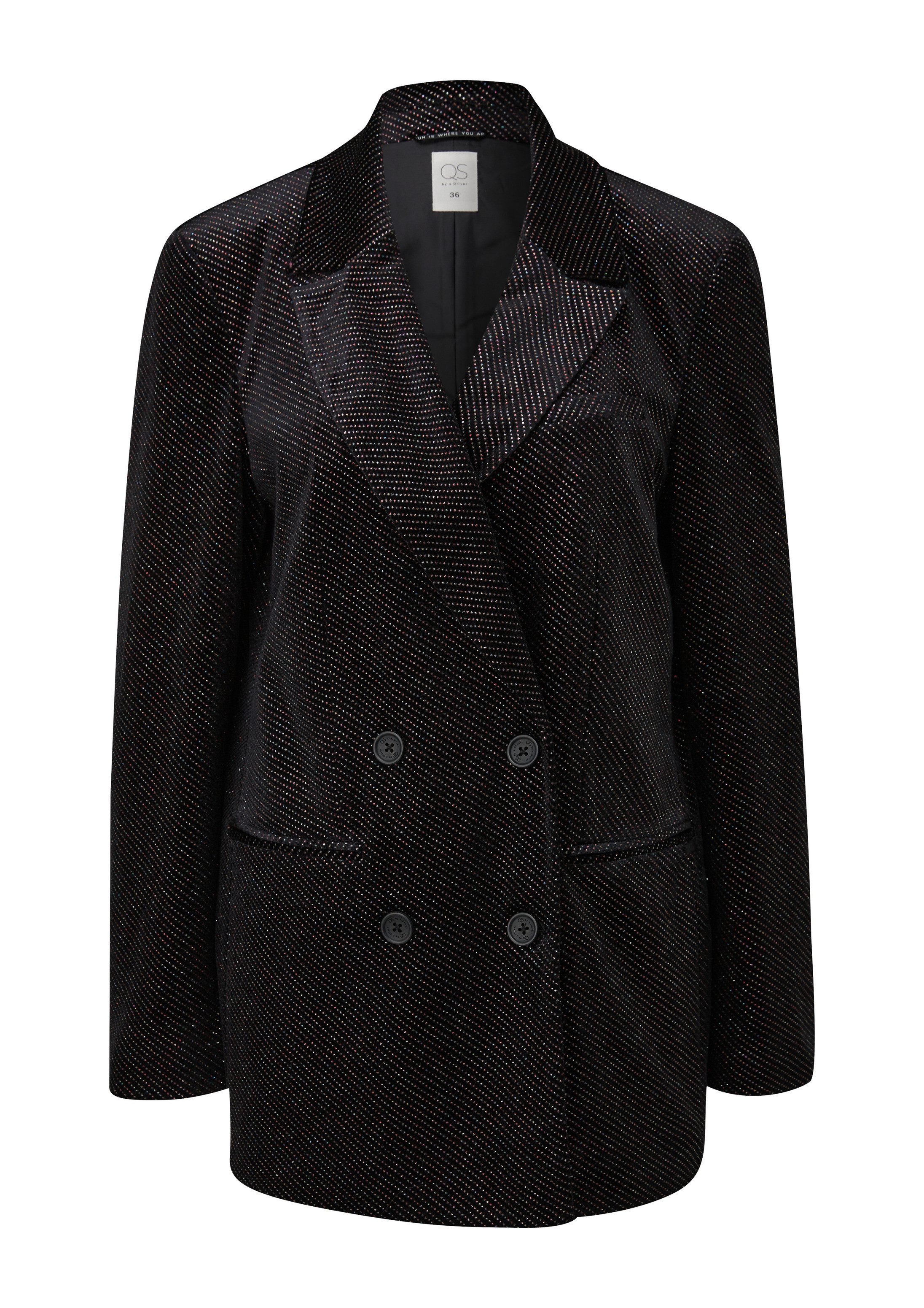QS Jackenblazer Indoor-Blazer Samtblazer mit Glitzer