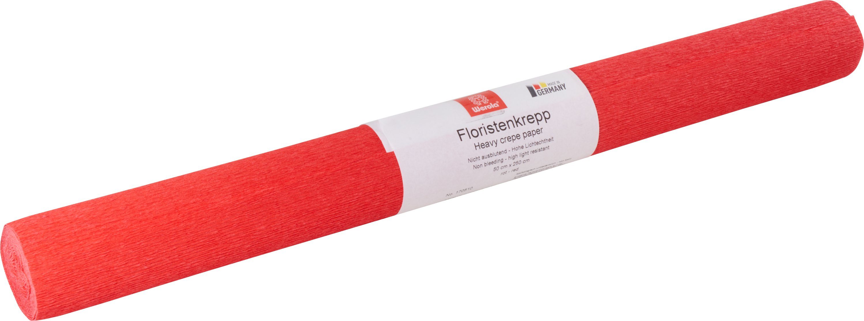 Werola Feinpapier Floristen-Kreppapier, 250 cm x 50 cm, farbfest Rot