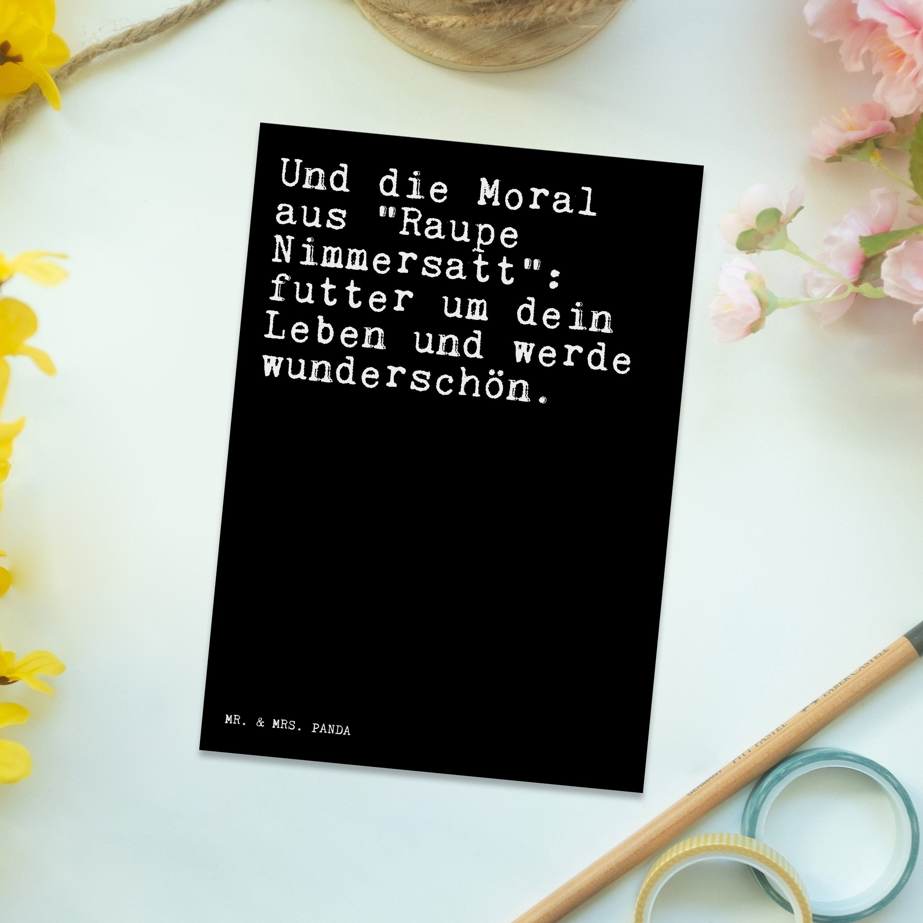 & Mr. Mrs. aus... die Und Einladung, - - Schwarz Geschenk, Moral Spruc Abnehmen, Postkarte Panda