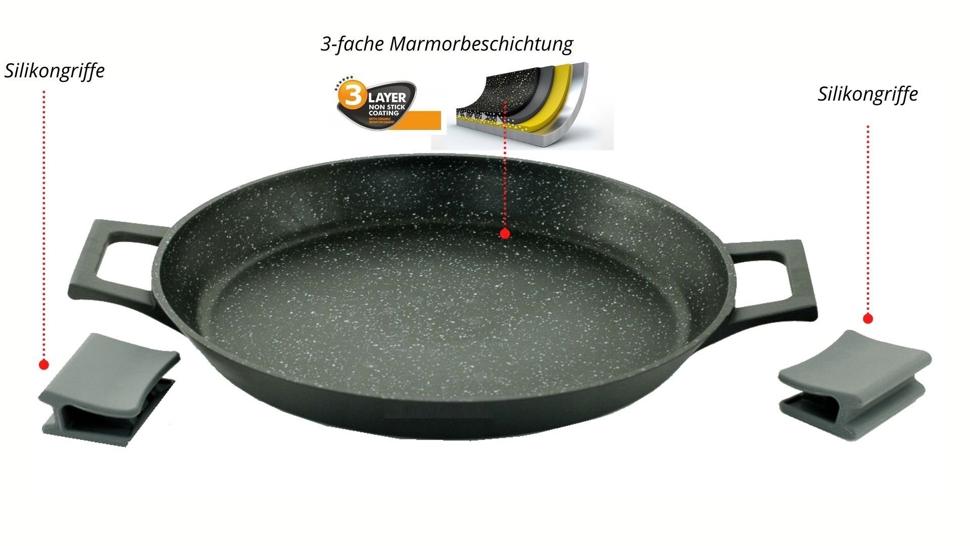 Cheffinger Paellapfanne Paellapfanne Grillpfanne Bratpfanne Pfanne Ø36cm Alu-Guss Cheffinger, Aluminium
