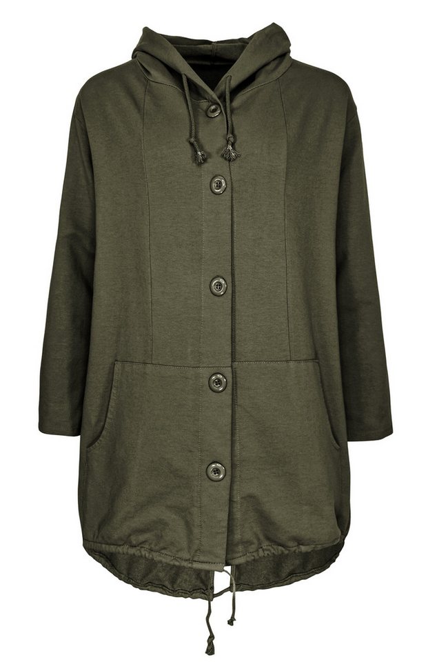 dy_mode Langjacke Damen Übergangsjacke mit Kapuze Freizeitjacke Parka-Stil Herbstjacke in Unifarbe, mit Kapuze
