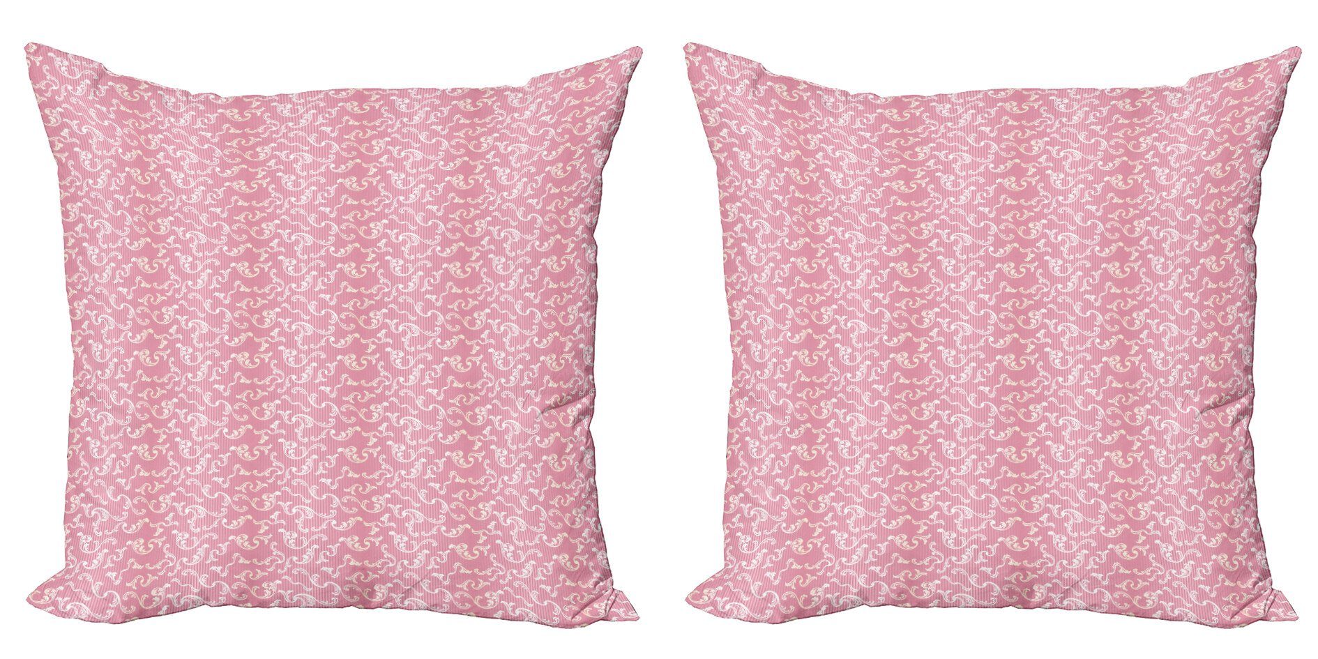 Kissenbezüge Modern Accent Doppelseitiger Digitaldruck, Abakuhaus (2 Stück), Jahrgang Belaubt Pinkish Damast-Linien