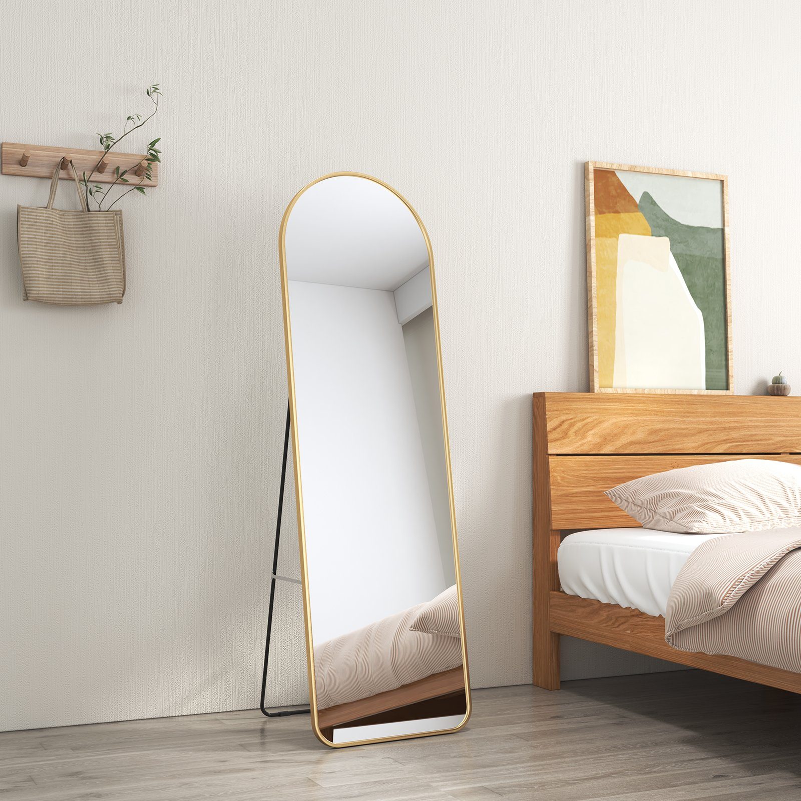 Standspiegel und EMKE Bogen für Wohn-,Schlaf-, Standspiegel Gold Aluminiumlegierung, Ganzkörperspiegel Ankleidezimmer aus mit Aufenthalt Rahmen