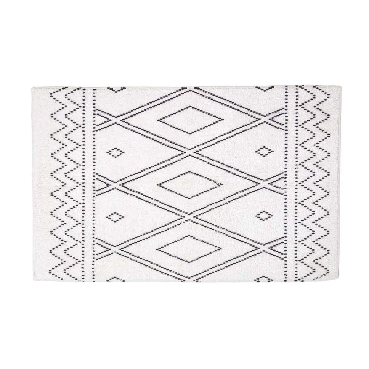 Homescapes Badematte Badematte Boho Style schwarz-weiß, 50 x 80 cm – Badvorleger Baumwolle, Höhe 20 mm, 50 x 80 cm