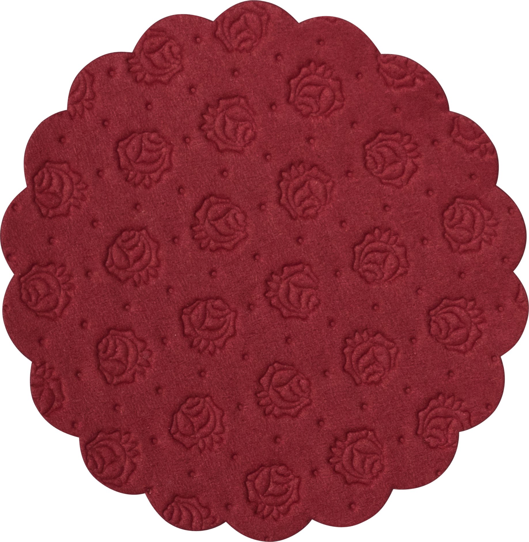 Demmler Tassenuntersetzer 500 bordeaux Tassendeckchen, Glasuntersetzer mit Rosenprägung, 9cm, Made in Germany