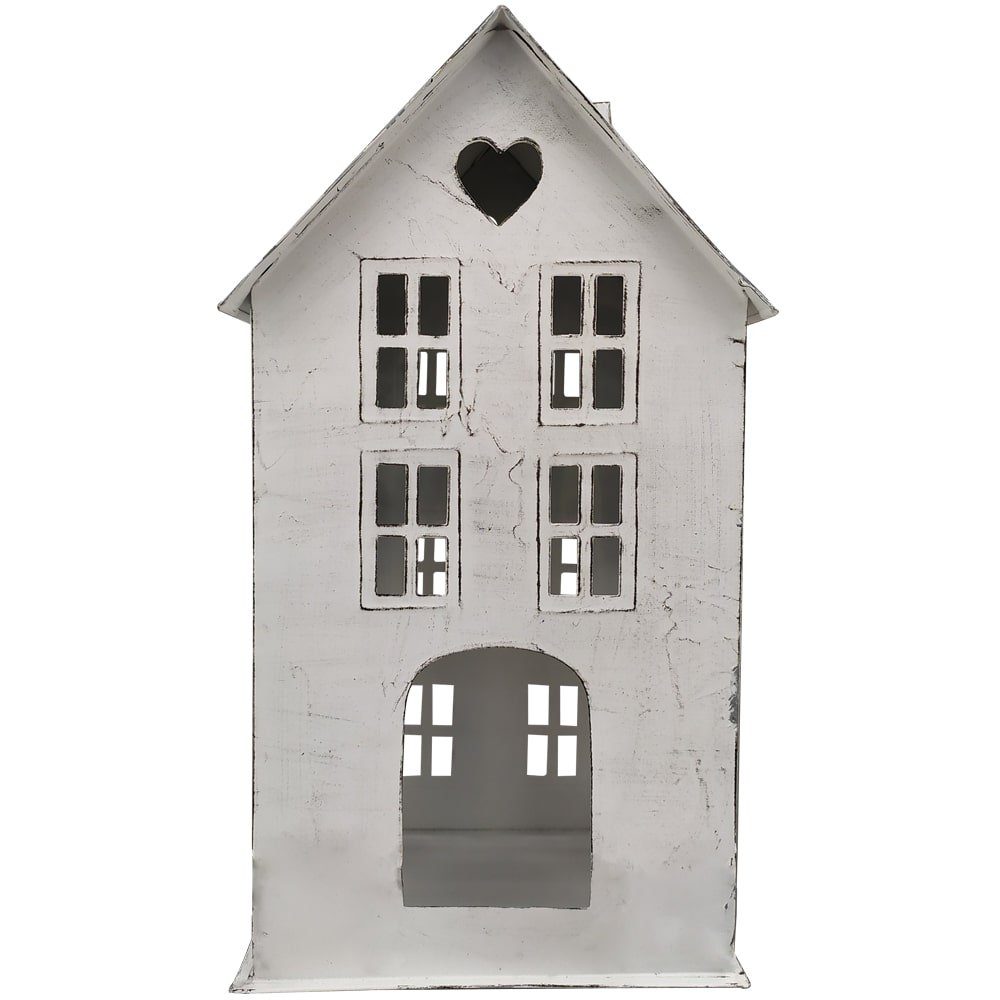 matches21 HOME & HOBBY Kerzenständer Windlichter Häuschen Haus Fenster Laterne weiß 34,5 cm