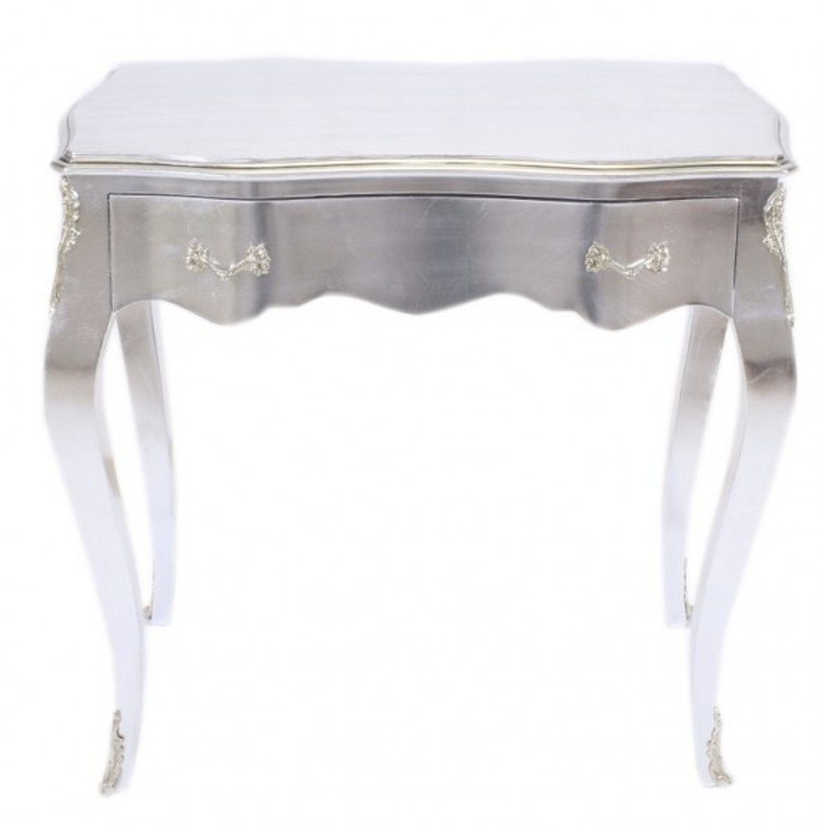 Casa Padrino Beistelltisch Barock Konsolen Tisch Silber mit Schublade 80 x 40 cm - Möbel Antik Stil