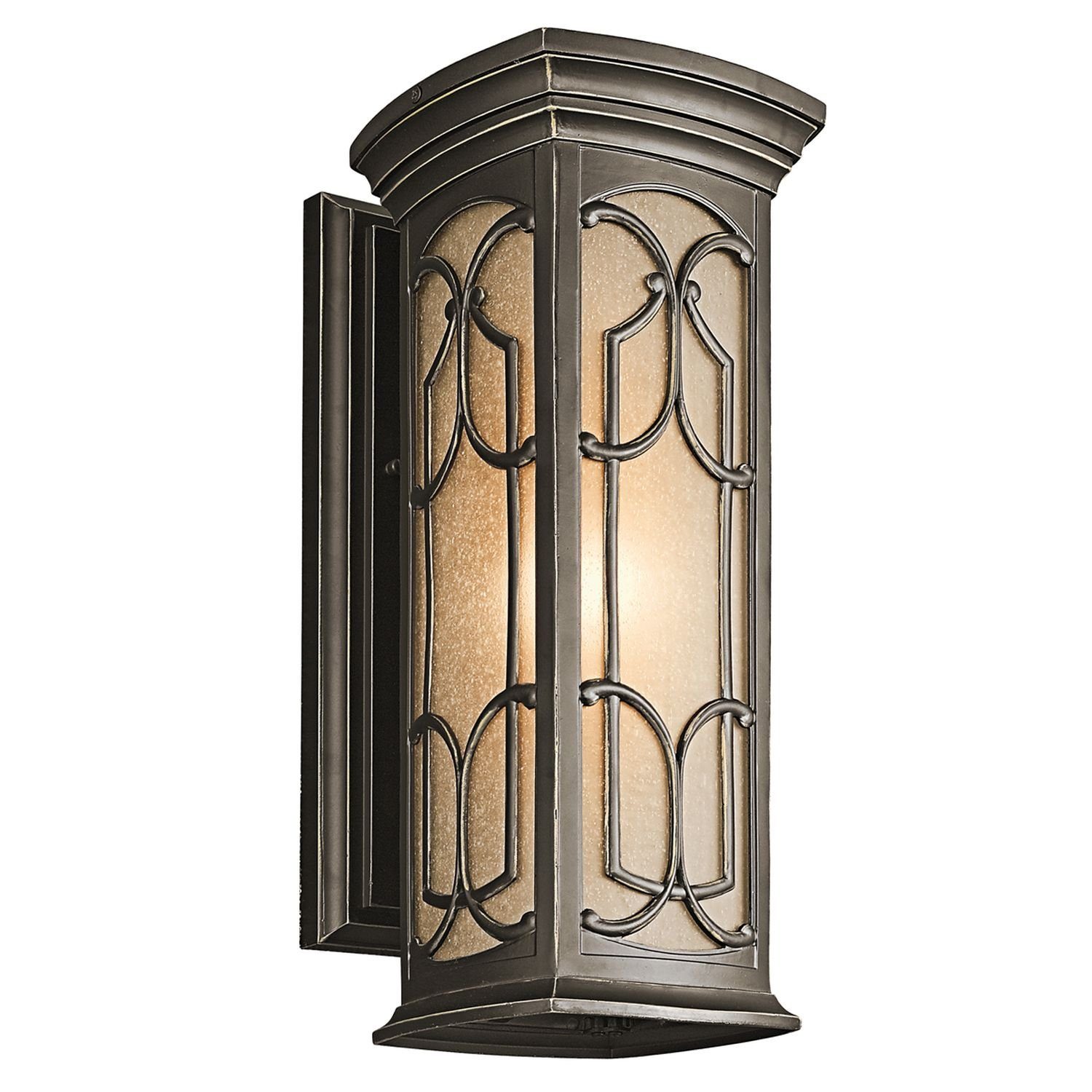 Licht-Erlebnisse Außen-Wandleuchte ODETTE, ohne Leuchtmittel, Außenleuchte Wand Creme in Bronze Garten Hof Glas Aluminium IP44 E27