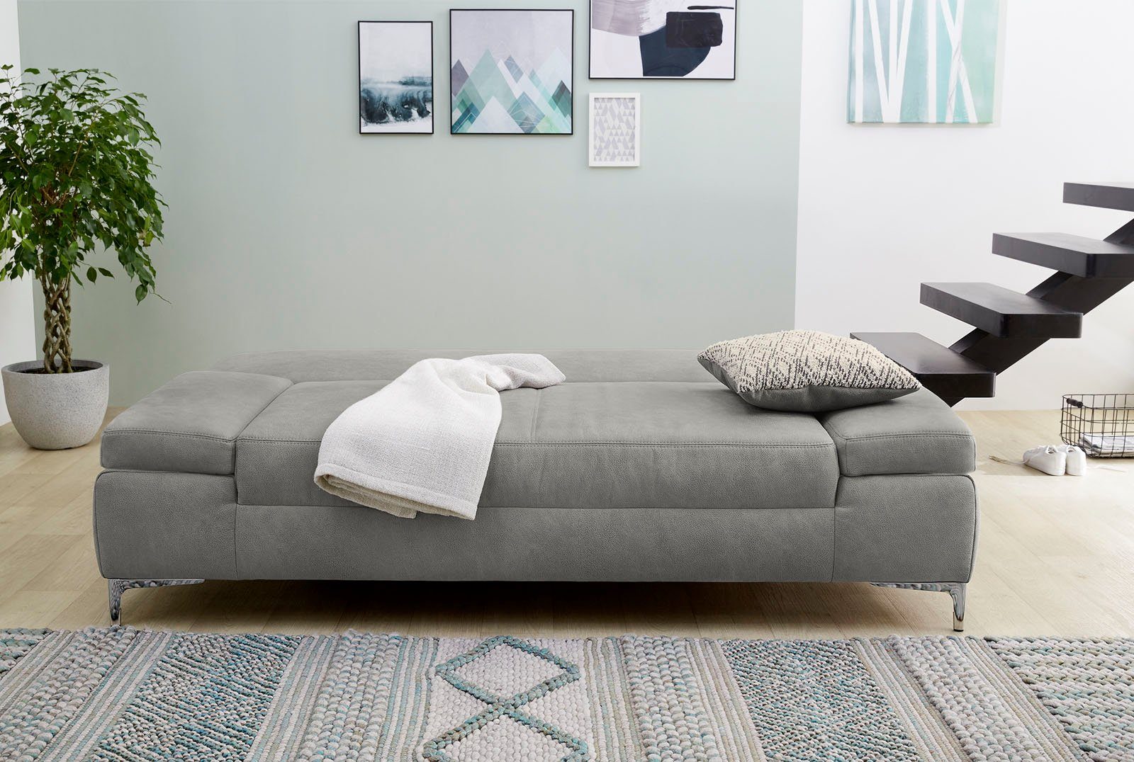 Jockenhöfer Gruppe Schlafsofa Jano, B: 202 cm, Liegefl. 144x200 cm, mit Bettfunktion, Bettkasten, Armteilverstellung & 1 Zierkissen