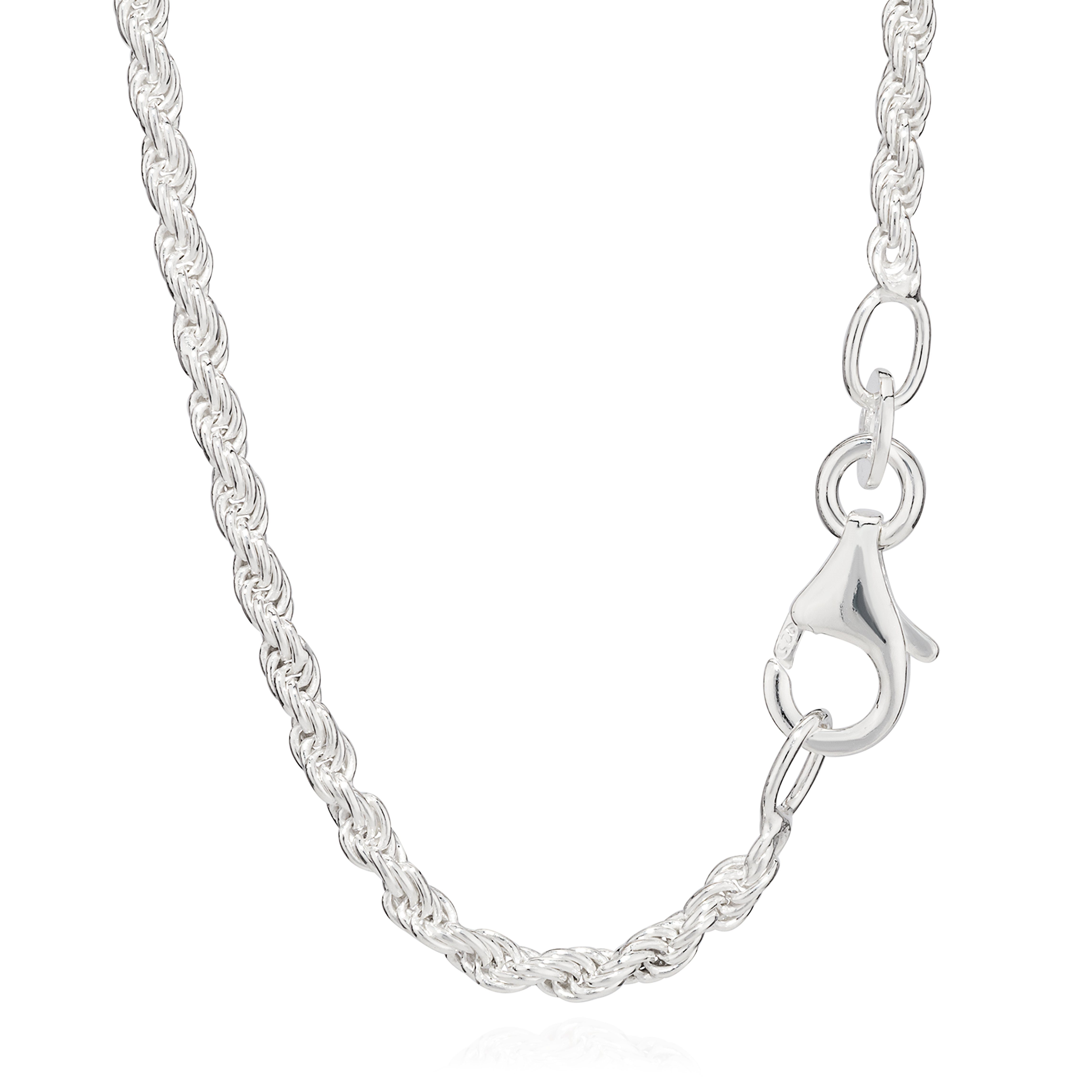 Silberkette Echte 925er Sterlingsilber Kordel Kette Silberkette 45cm 2,00mm 6,1g 5