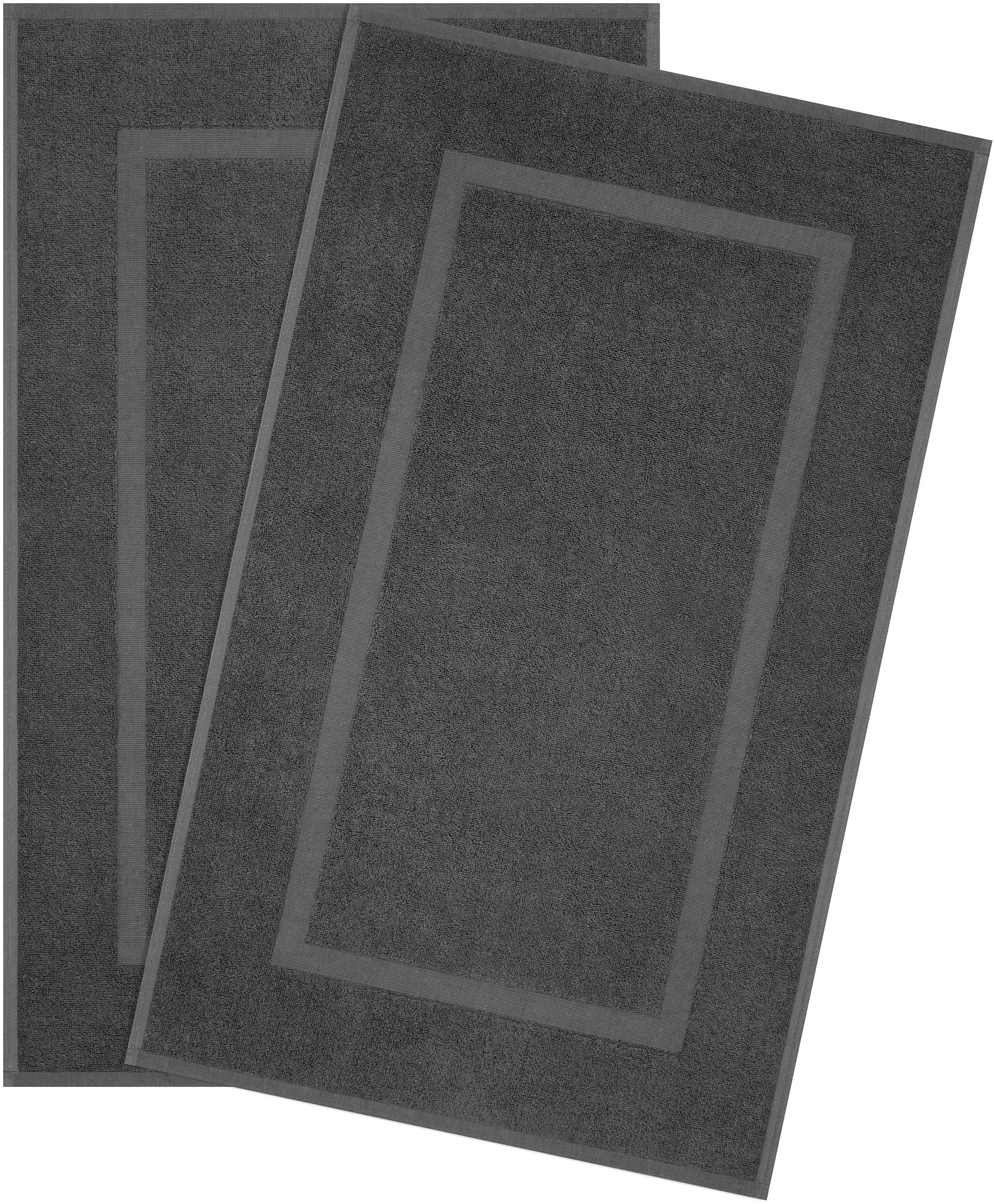 HAMMETEX Badematte Hotelmatte, Duschvorleger, Höhe 5 mm, rutschhemmend beschichtet, beidseitig nutzbar, Baumwolle, rechteckig, 2-teiliges Set, einfarbig, 100% Baumwolle