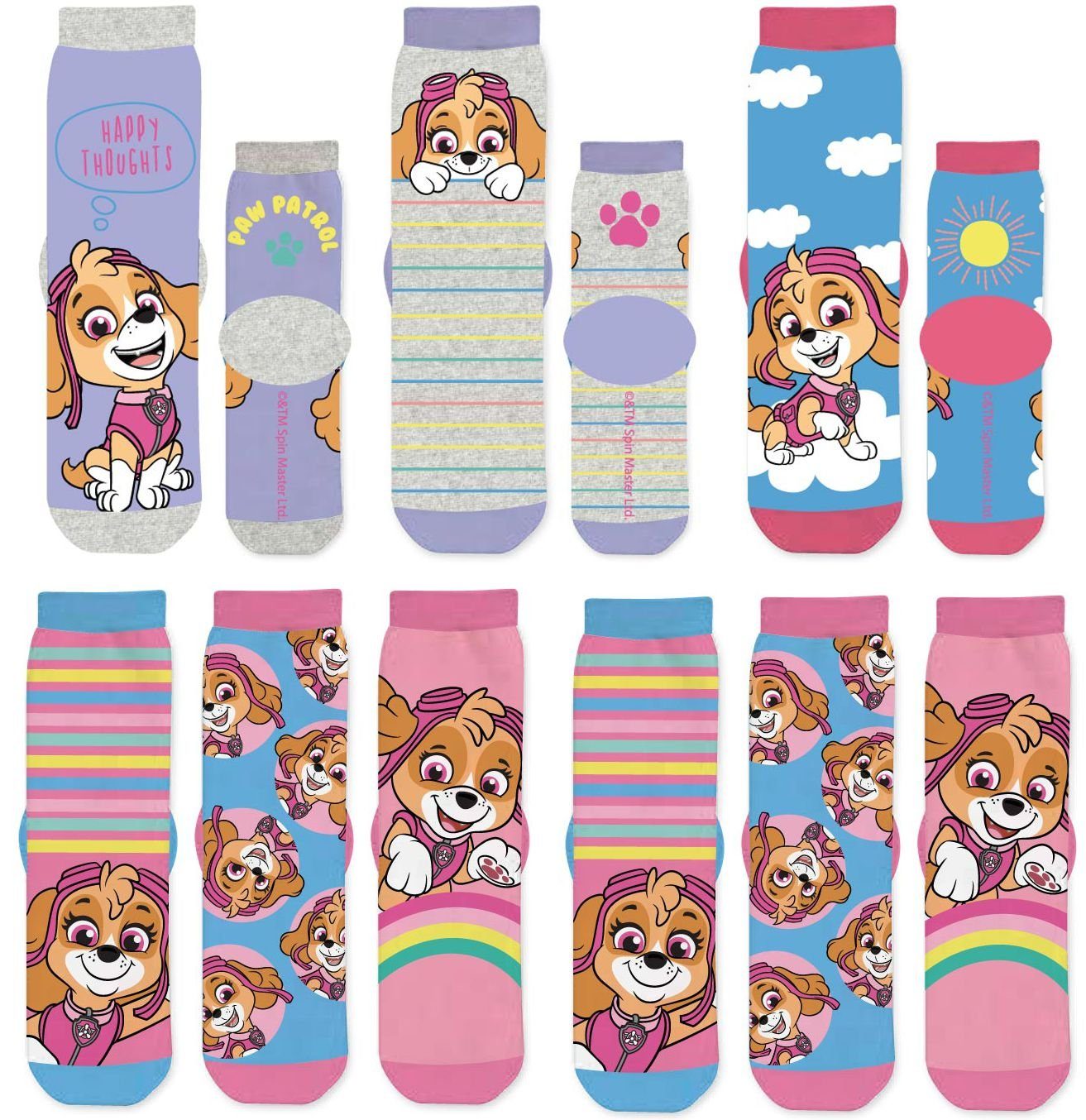 PAW PATROL Feinsocken PAW PATROL 6 Paar Mädchen Socken Kniestrümpfe Kindersocken Strümpfe 6x Mädchenstrümpfe Gr.23/26 27/30 31/34