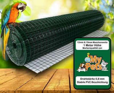 MYPETS Voliere Volierendraht Grün 12 x 12 mm Drahtgitter Verzinkt Drahtzaum Maschendraht Draht Voliere