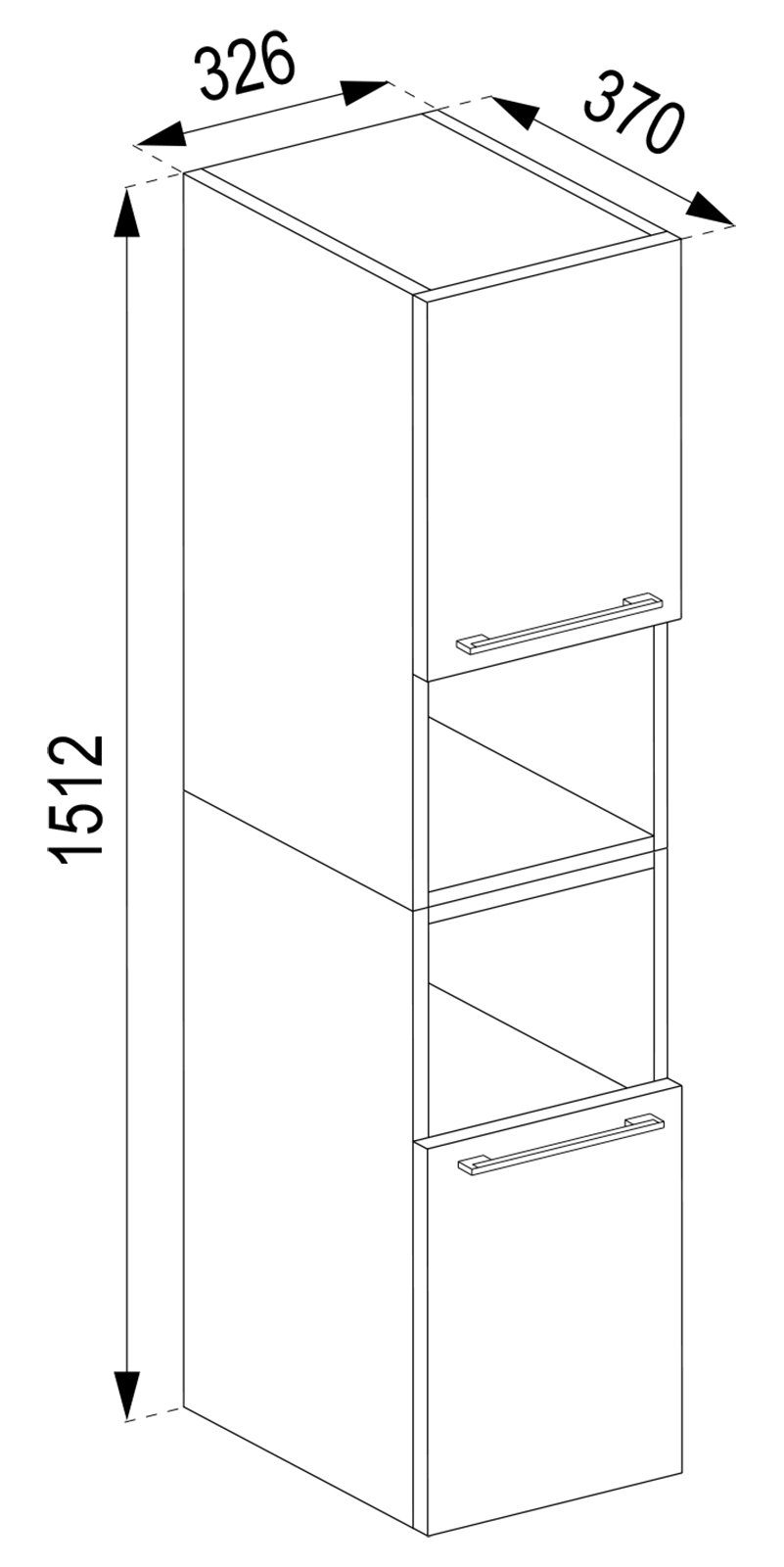 Hochschrank Holz (2-St) Hochschrank Badschrank Weiß Bad Badinos Badmöbel VCM