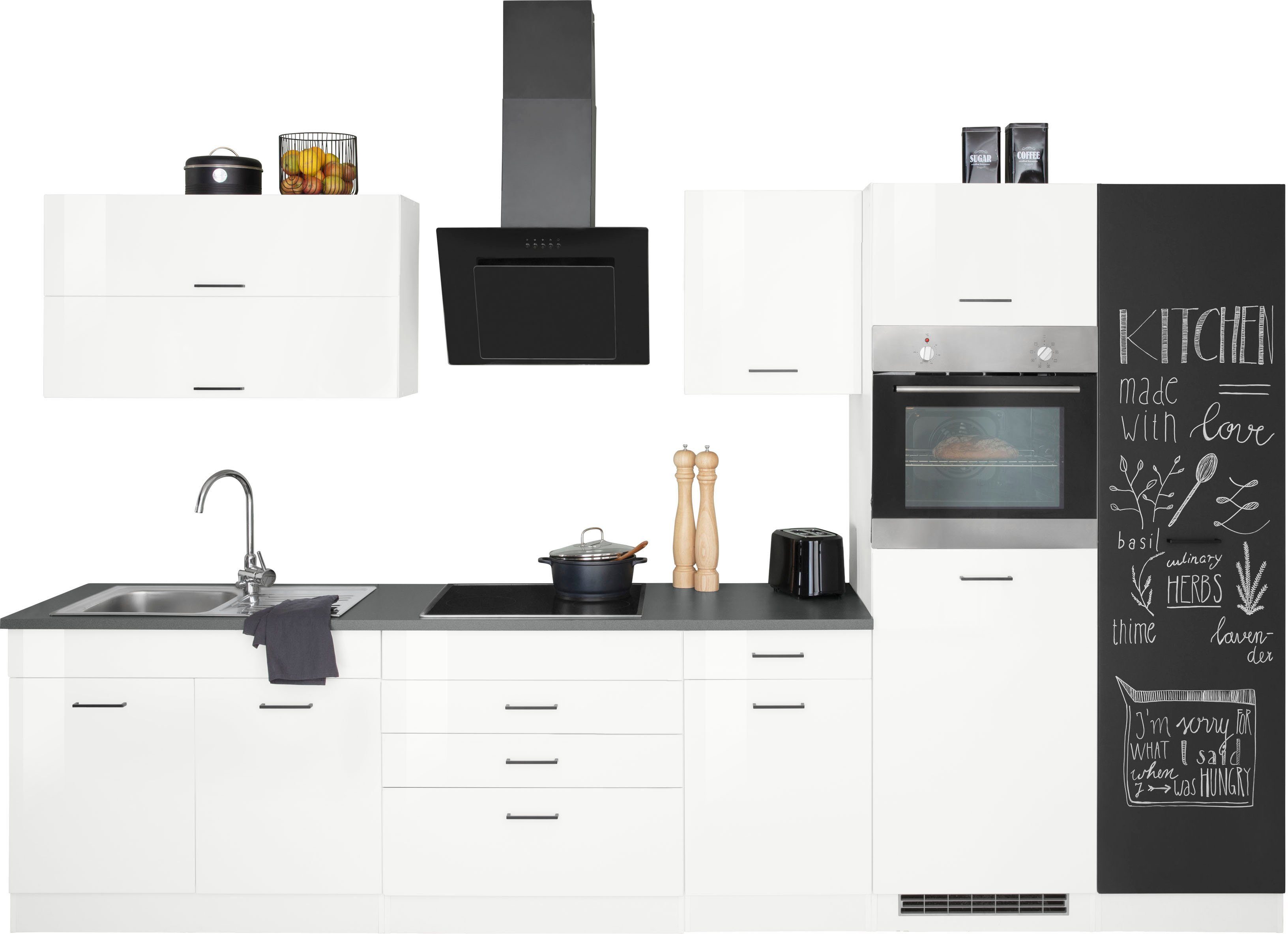 KOCHSTATION Küchenzeile KS-Trier, mit E-Geräten, Breite 340 cm
