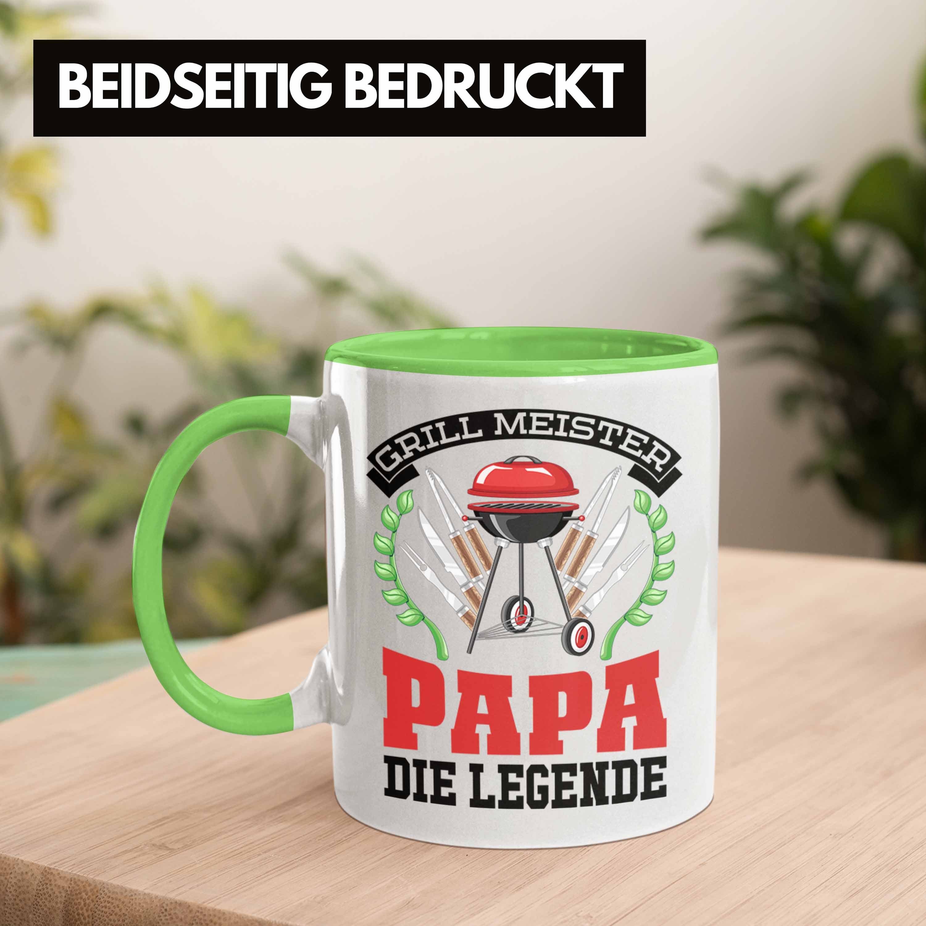 Geschenkidee Geschenk Vatertag Sommer Grillen Becher Tasse Trendation Kaffeetasse Grün Trendation Papa Tasse -