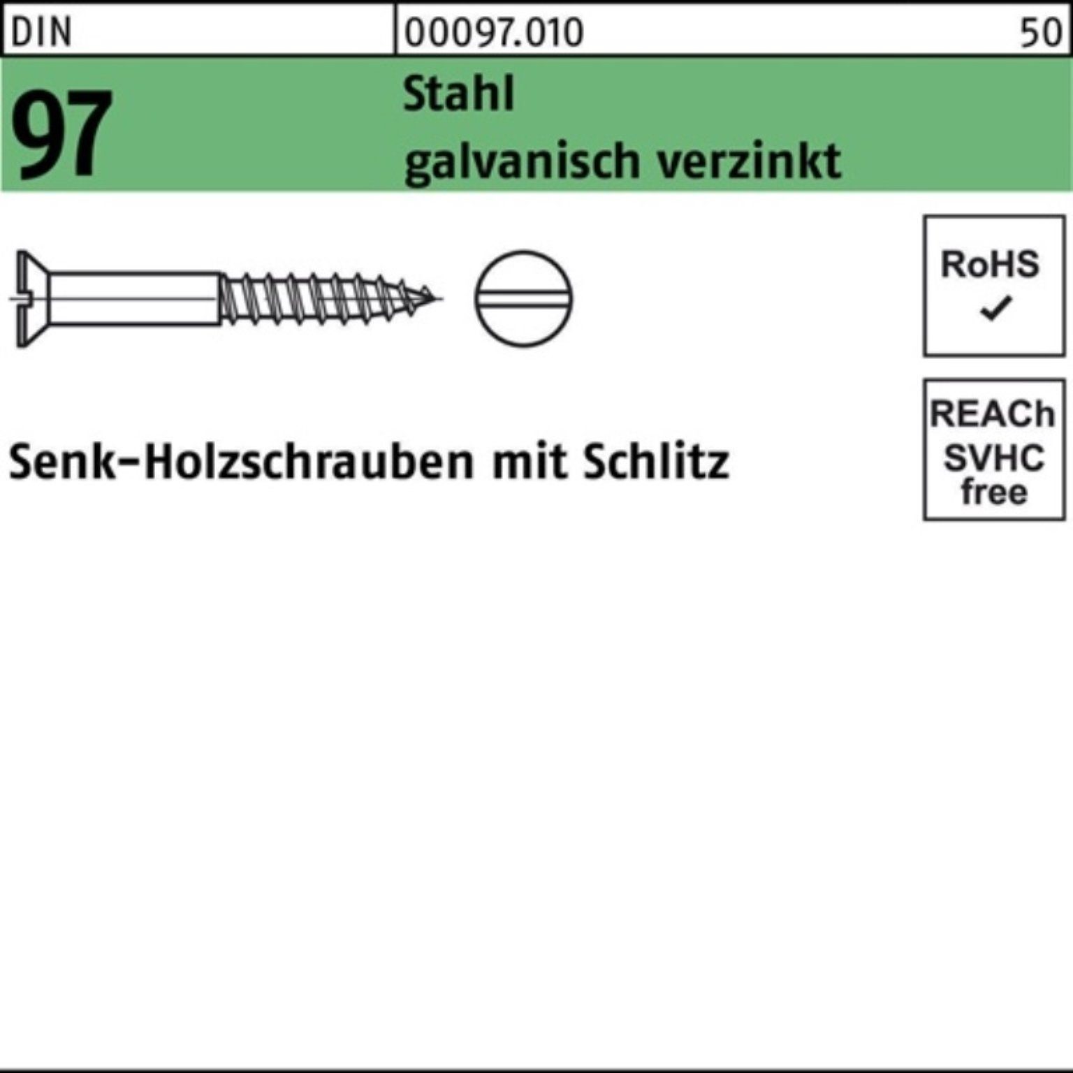 Reyher Schraube 500er Pack Holzschraube DIN 97 SEKO Schlitz 2x 16 Stahl galv.verz. 500