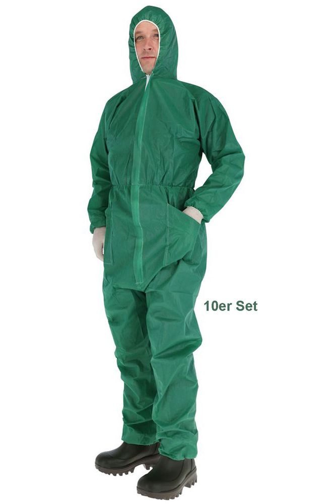 Polar Garten Arbeitsoverall 10 Stück PP Einweg Overall Einmal Schutzkleidung Materialdichte von 70 g/m²