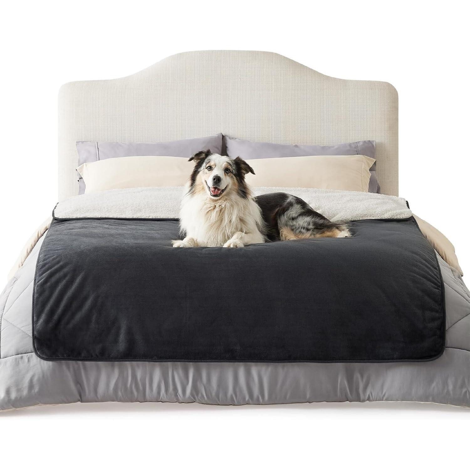LuxusKollektion Tierdecke Hundedecke wasserdichte waschbar Sofaschutz XXL (152x203cm) Dunkelgrau