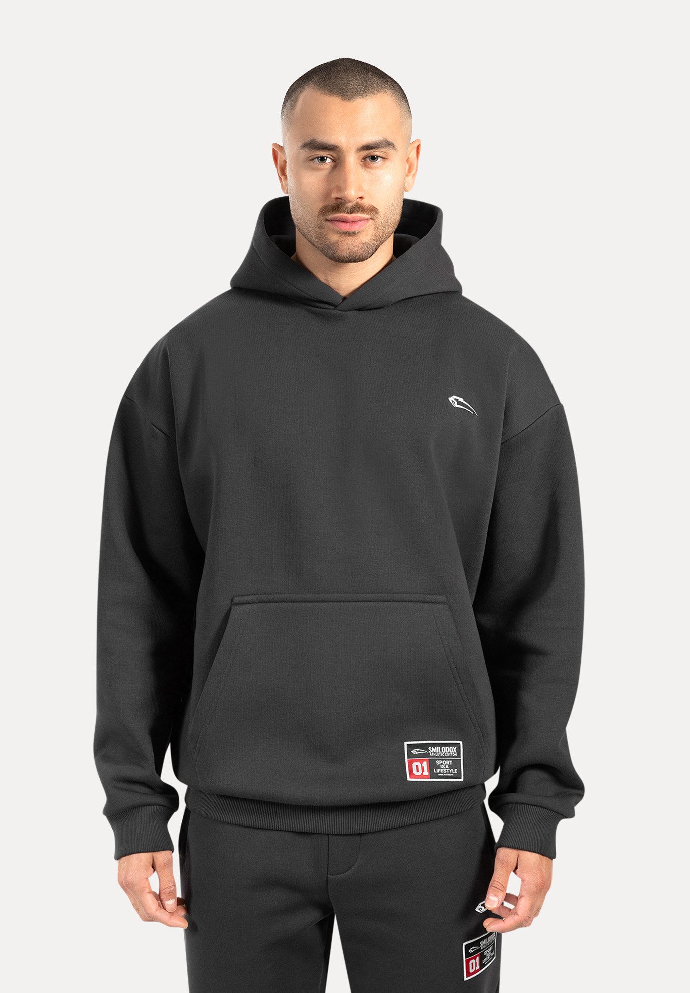 Smilodox Hoodie Rayk, Kapuzenpullover mit Logo und großem Rückenprint, Käng günstig online kaufen