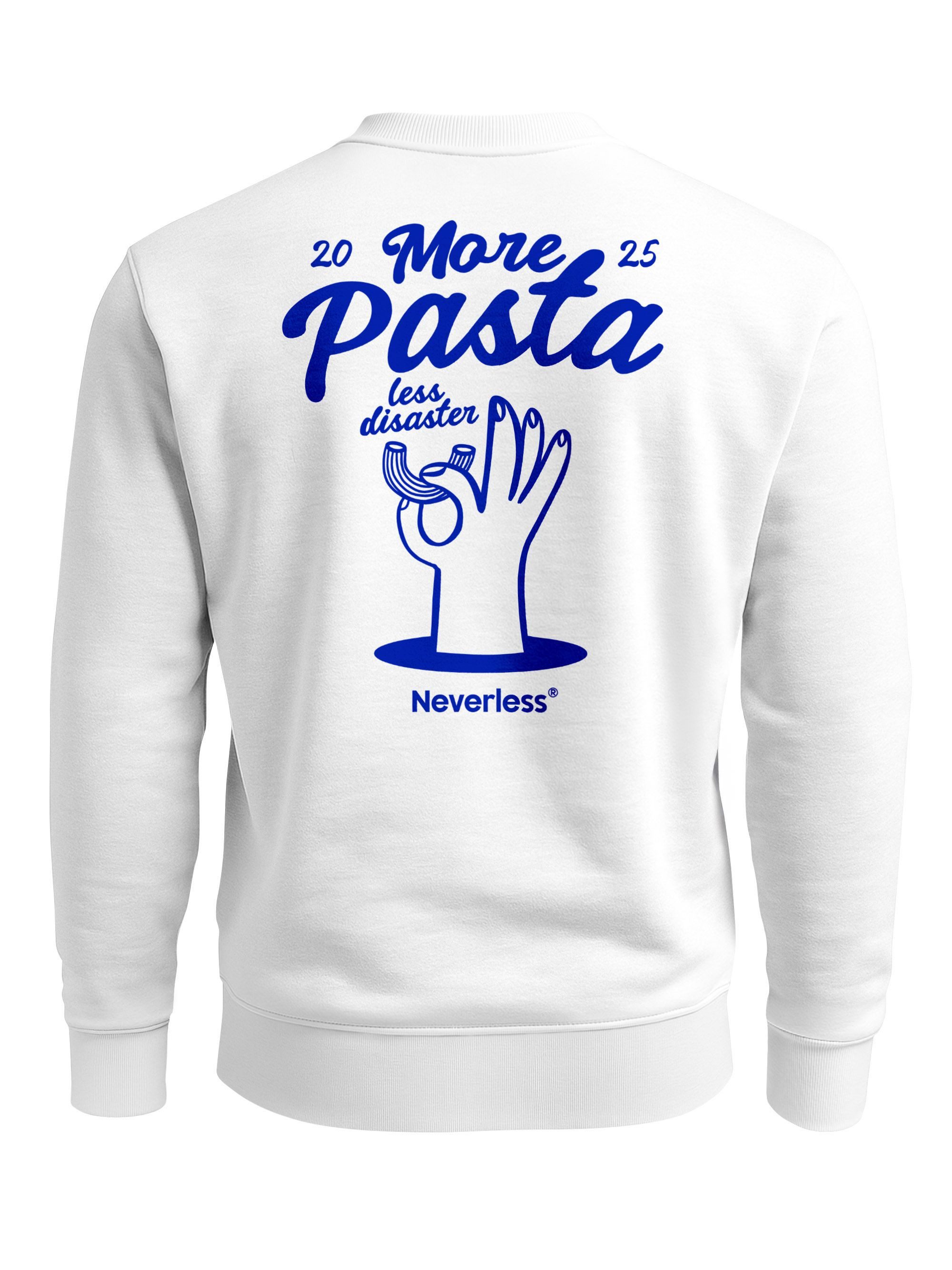 Sweatshirt Sweatshirt Herren Pullover mit Backprint More Pasta Less Disaster