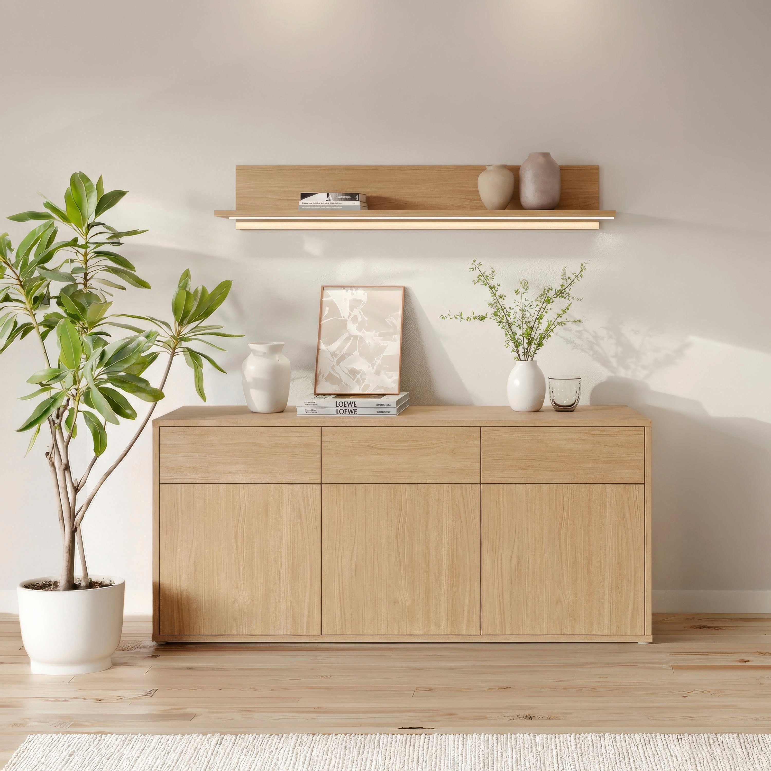 FORTE Sideboard Alice Springs, Sideboard, Breite 184,2 cm, viel Stauraum, Schubkästen mit Vollauszug, Push to open, grifflos