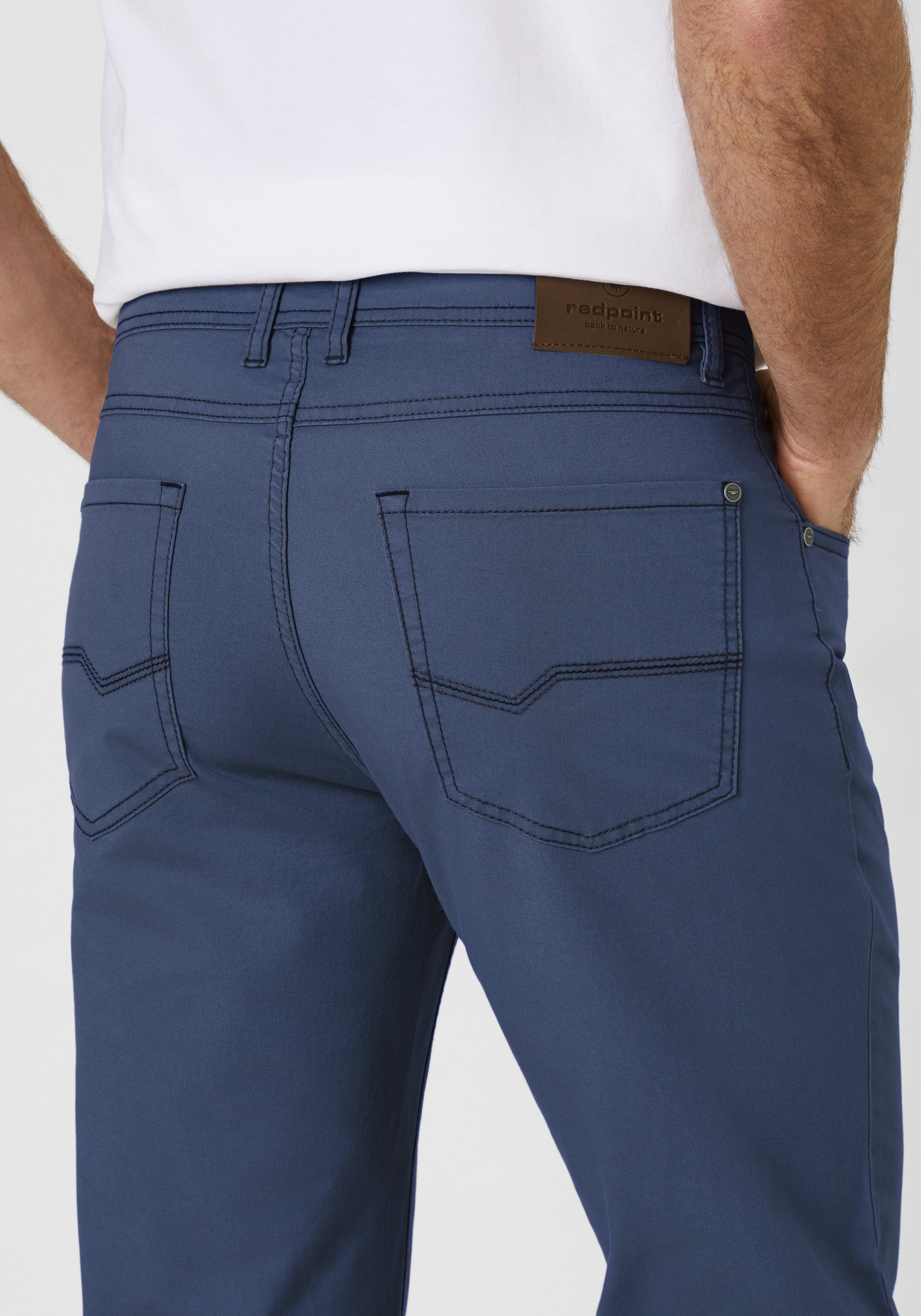 MILTON Stoffhose blue Straight-Fit Stretch 5-Pocket Hose mit Redpoint