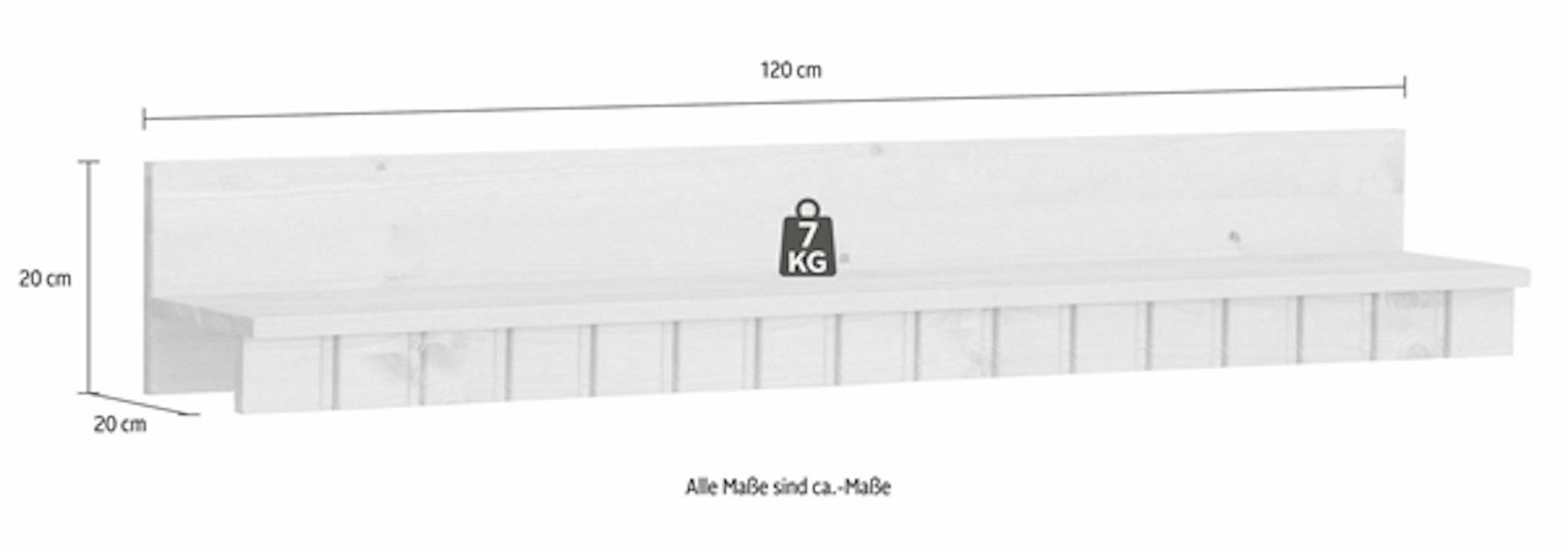 wählbar Feldmann-Wohnen Ablageboden mit 120cm weiß Farbe Wandregal Trinidad, grau 1