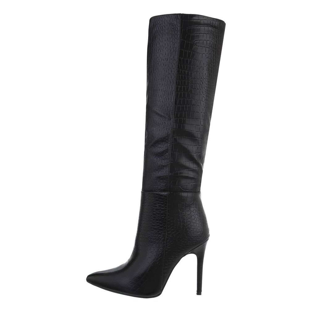 Ital-Design Damen Elegant High-Heel-Stiefel Schwarz High-Heel Pfennig-/Stilettoabsatz in Stiefel