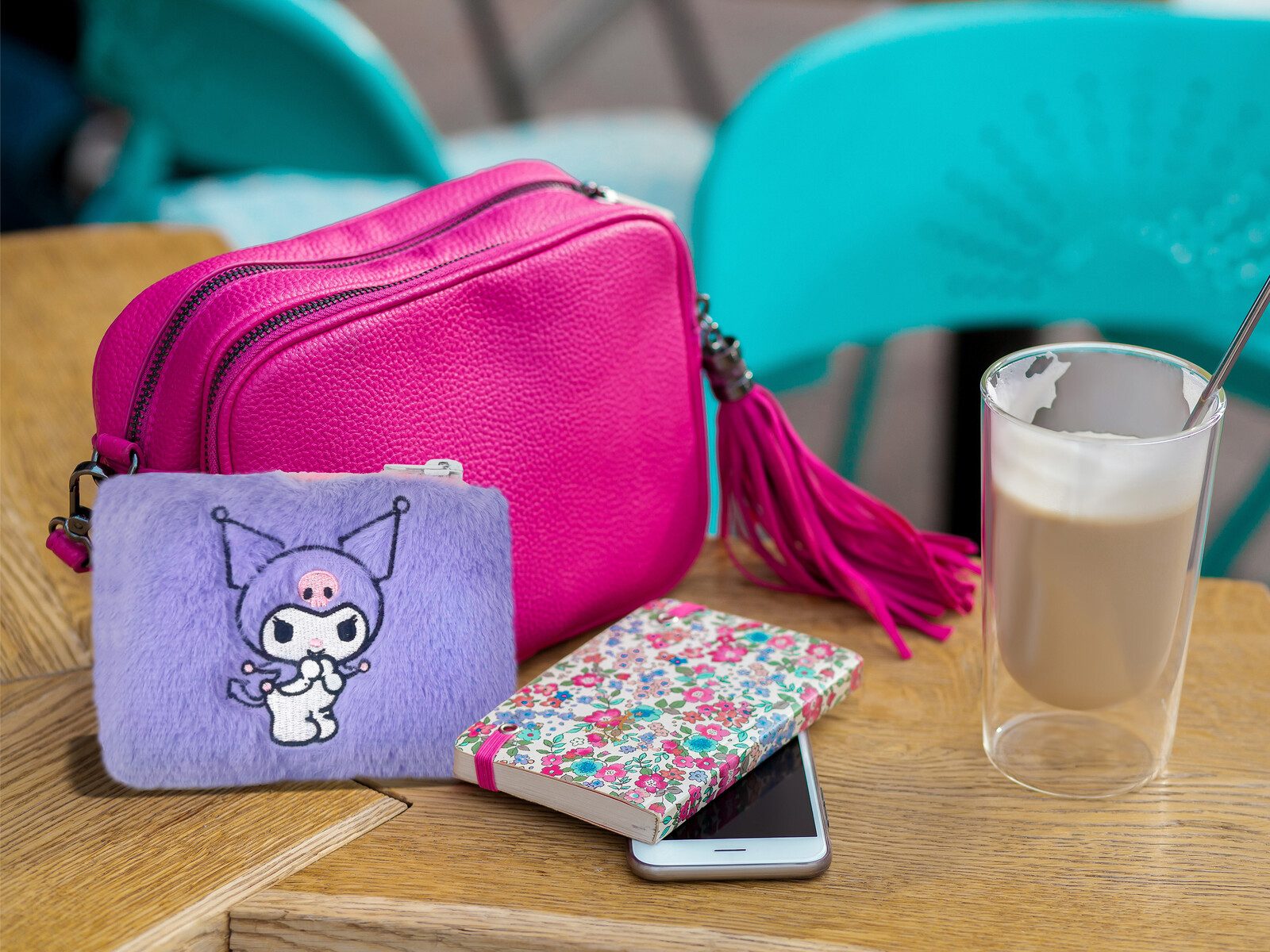 Hello Kitty Geldbörse - Kuromi Plüsch Geldbörse mit Karabiner Reißverschluss (1-tlg) – Bild 4 von 4